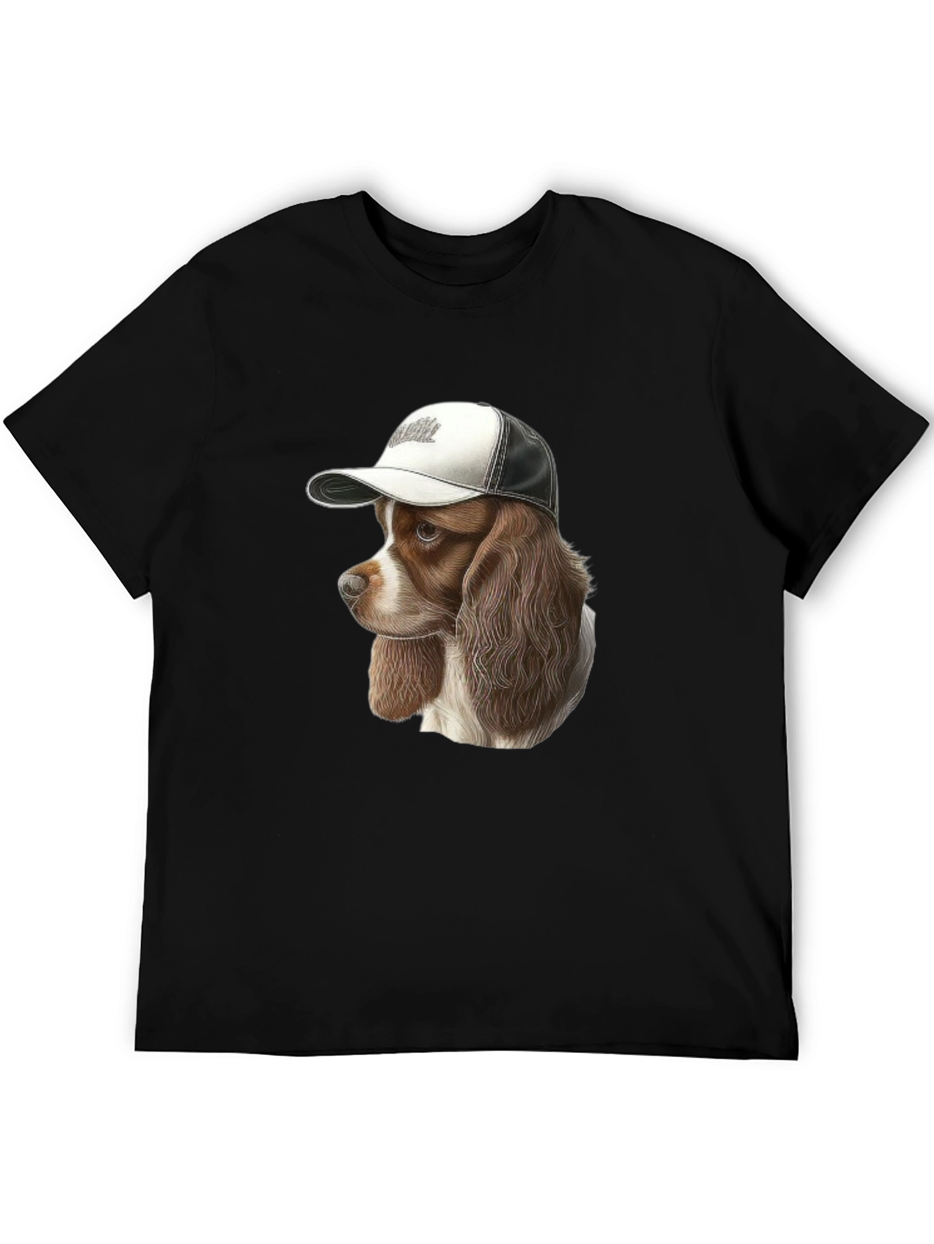 Dog in Hat Graphic Tee - Unisex Black T-Shirt