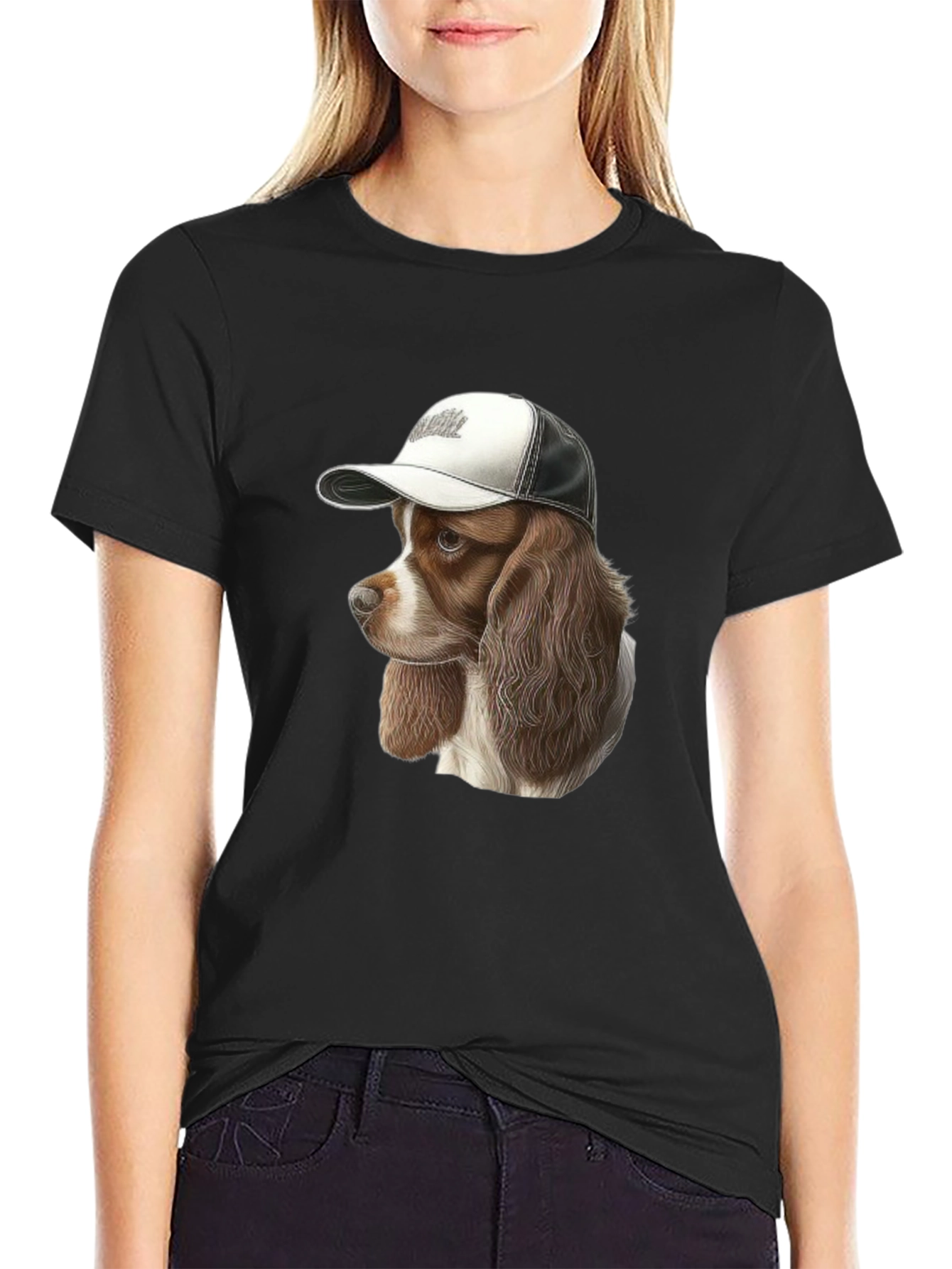 Dog in Hat Graphic Tee - Unisex Black T-Shirt