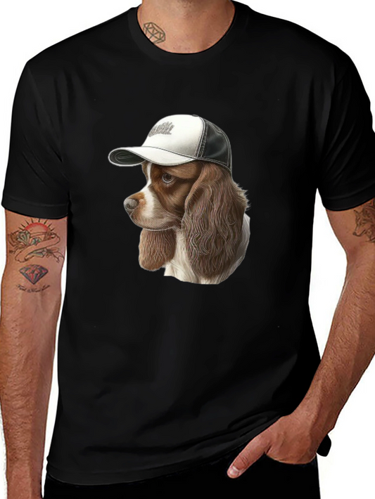Dog in Hat Graphic Tee - Unisex Black T-Shirt