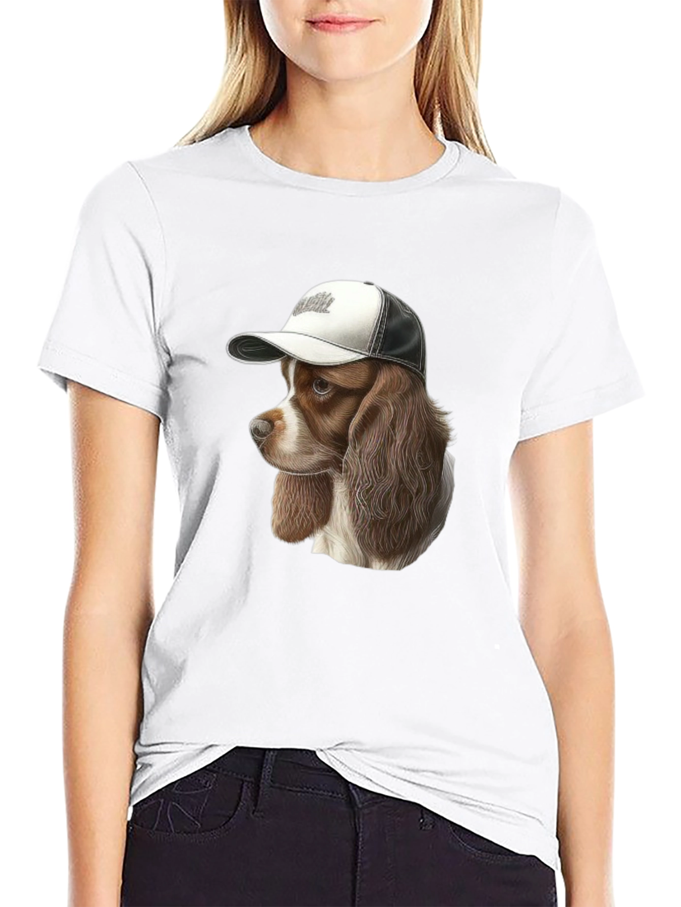 Dog in Hat Graphic Tee - Unisex Black T-Shirt