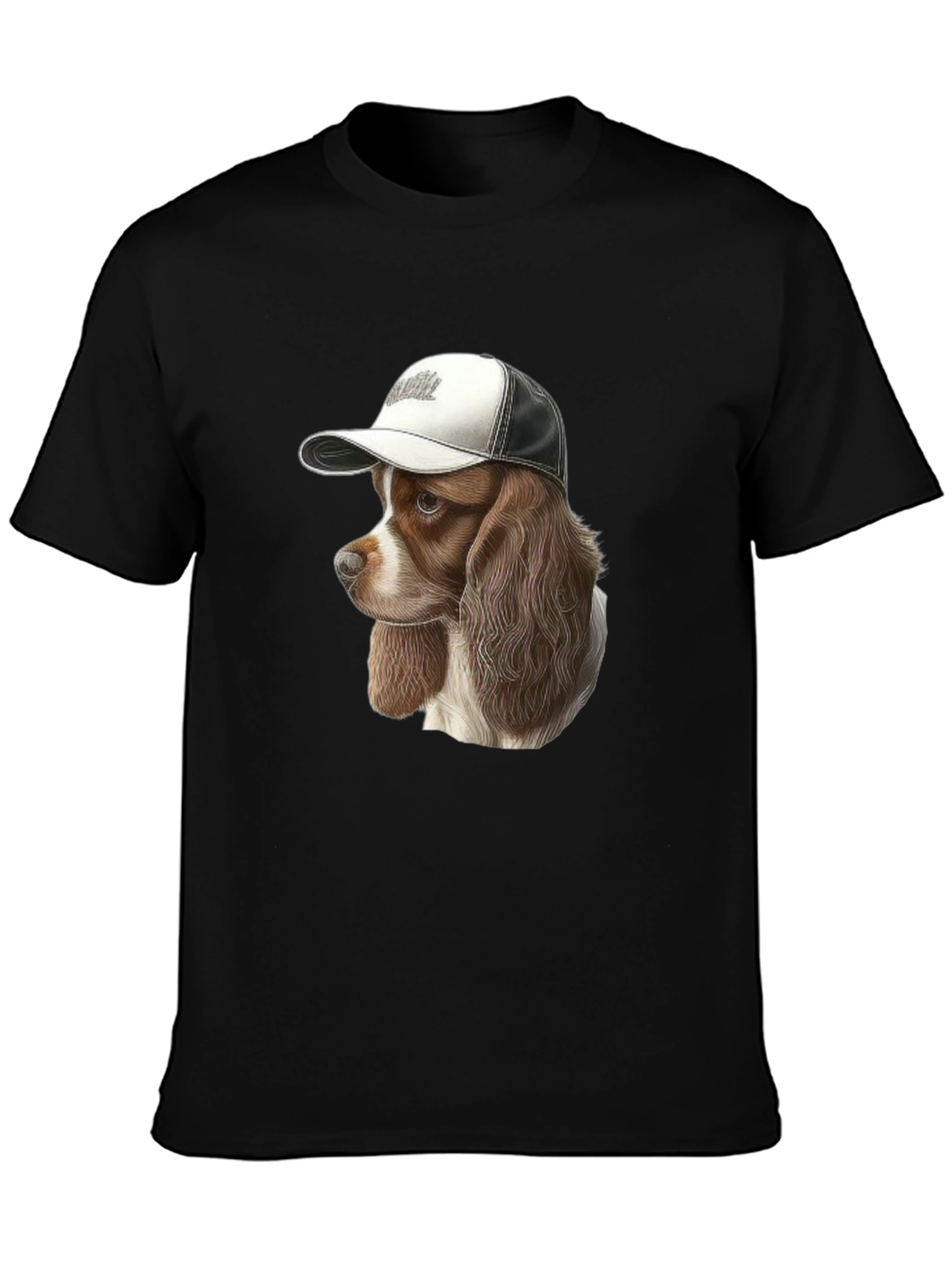 Dog in Hat Graphic Tee - Unisex Black T-Shirt