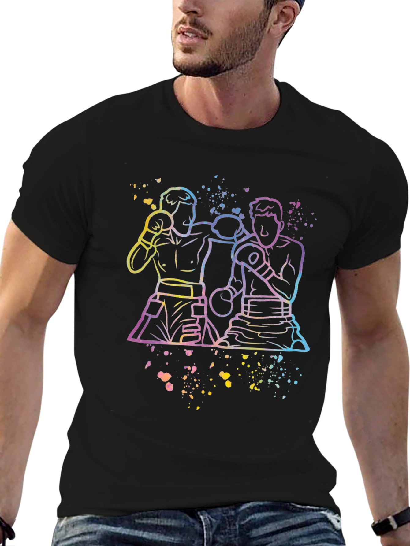 Neon Boxer Graphic Tee - Mens Black T-Shirt