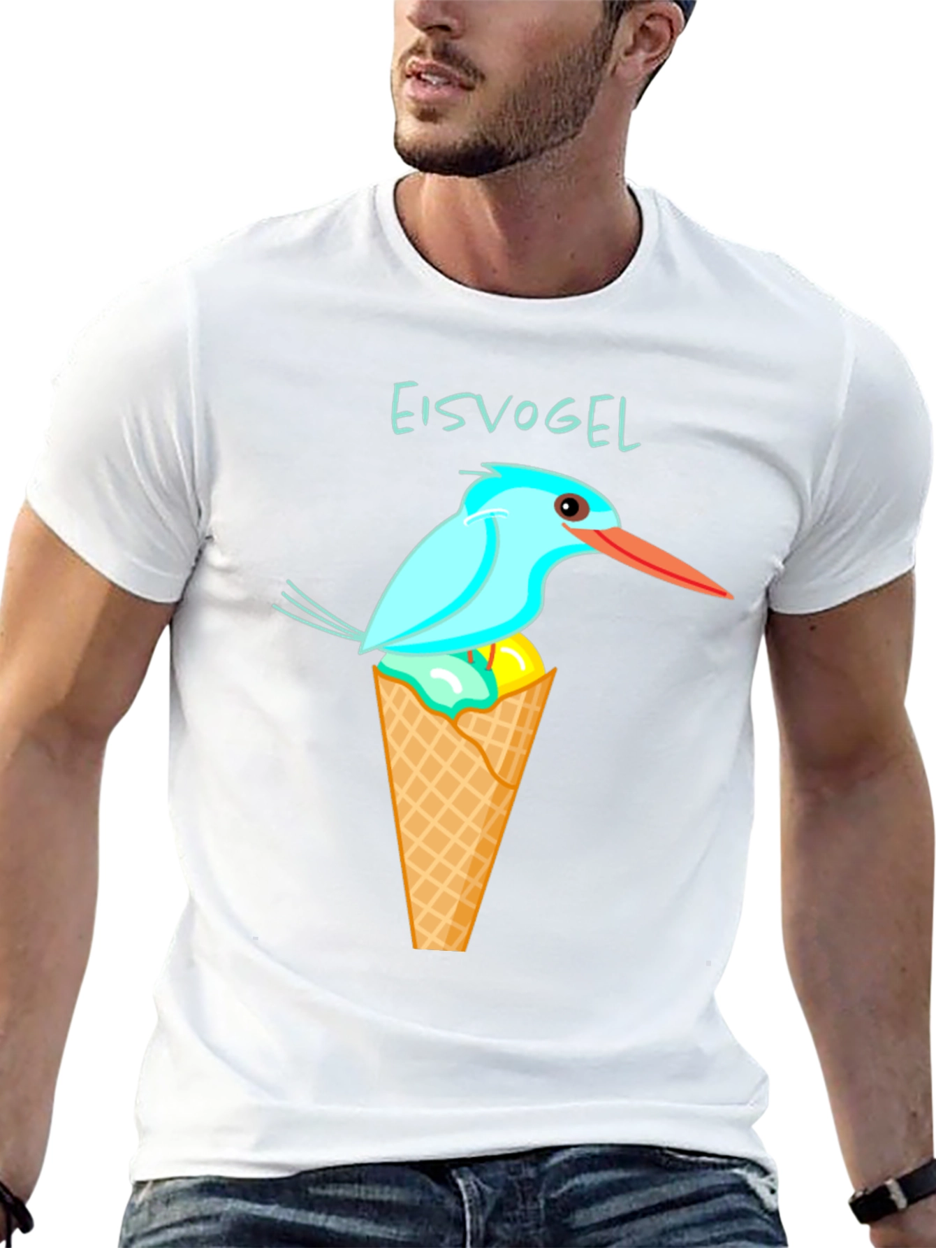 Kingfisher Bird Ice Cream Cone Graphic Tee