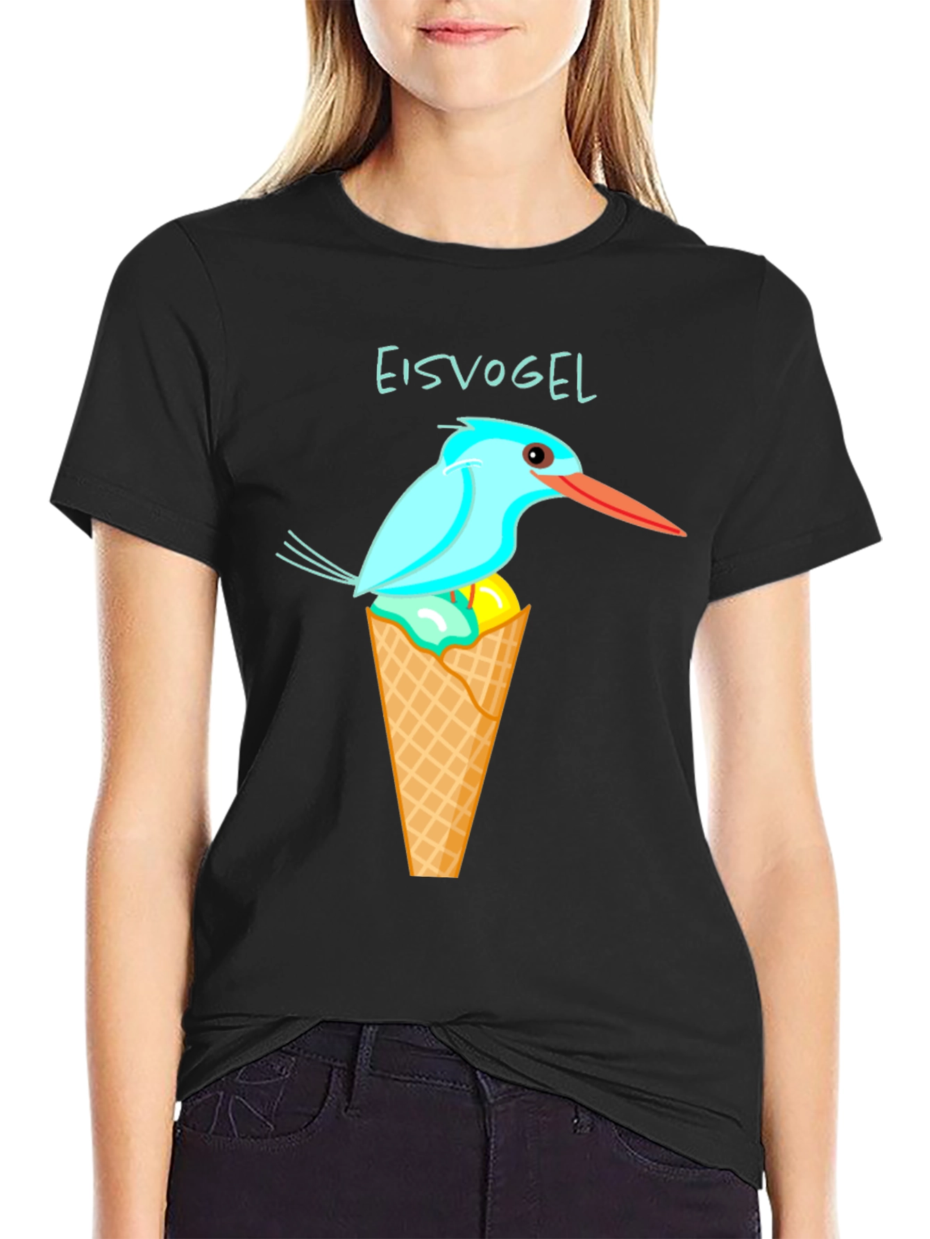 Kingfisher Bird Ice Cream Cone Graphic Tee