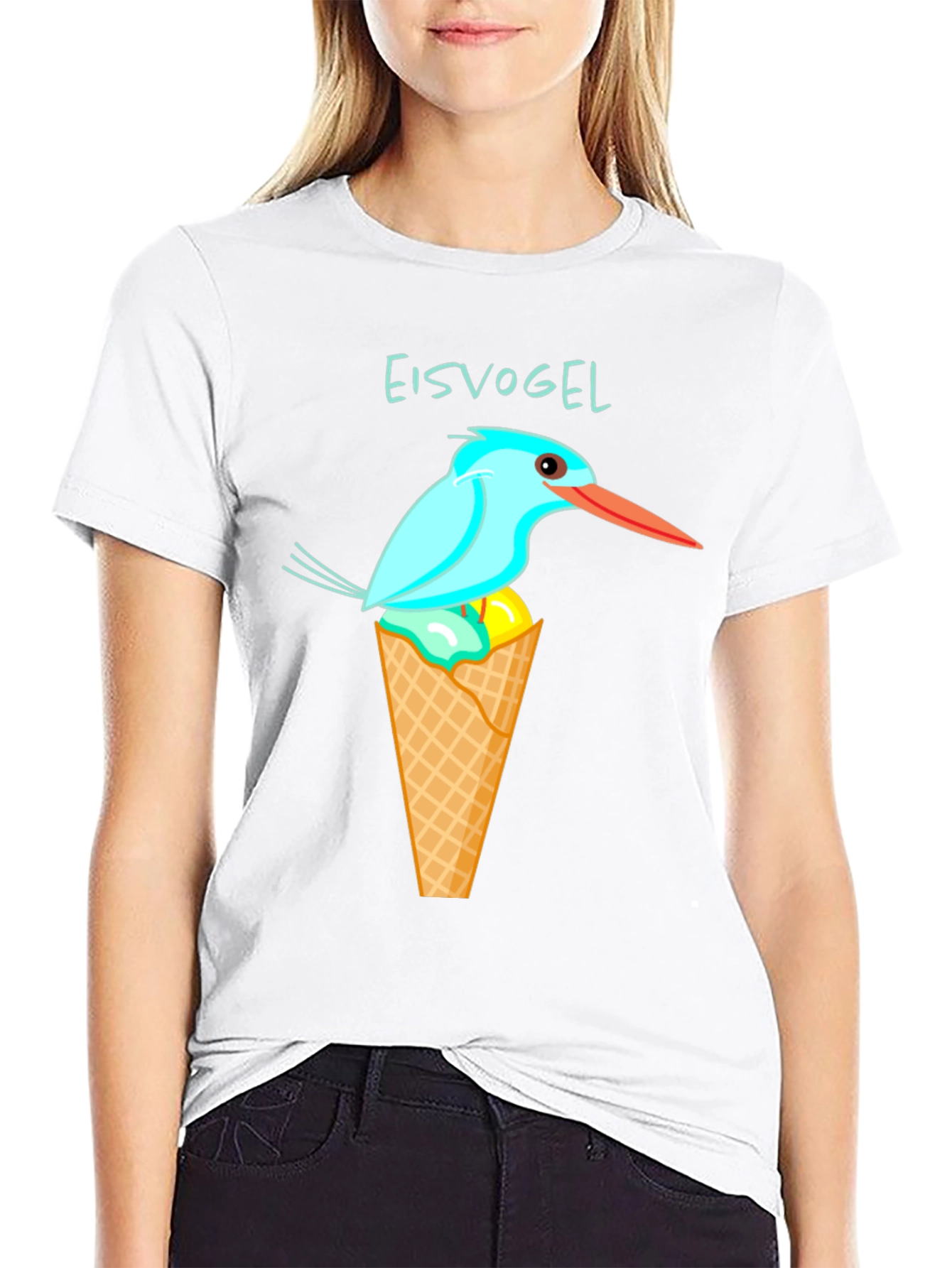 Kingfisher Bird Ice Cream Cone Graphic Tee