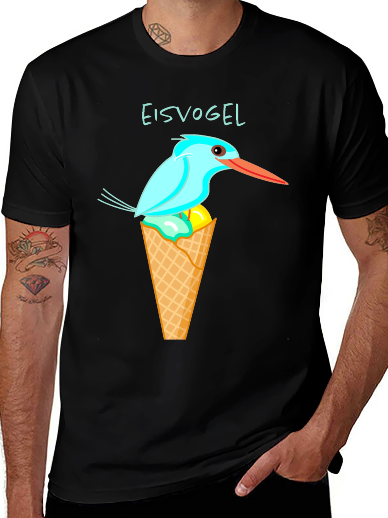Kingfisher Bird Ice Cream Cone Graphic Tee