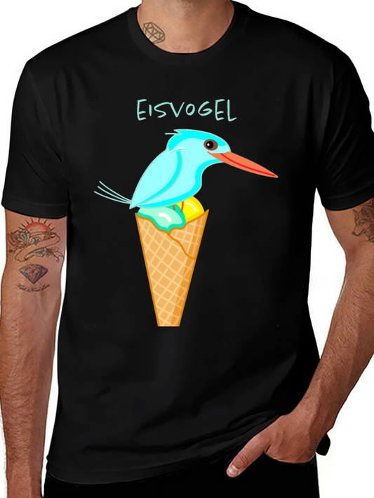 Kingfisher Bird Ice Cream Cone Graphic Tee