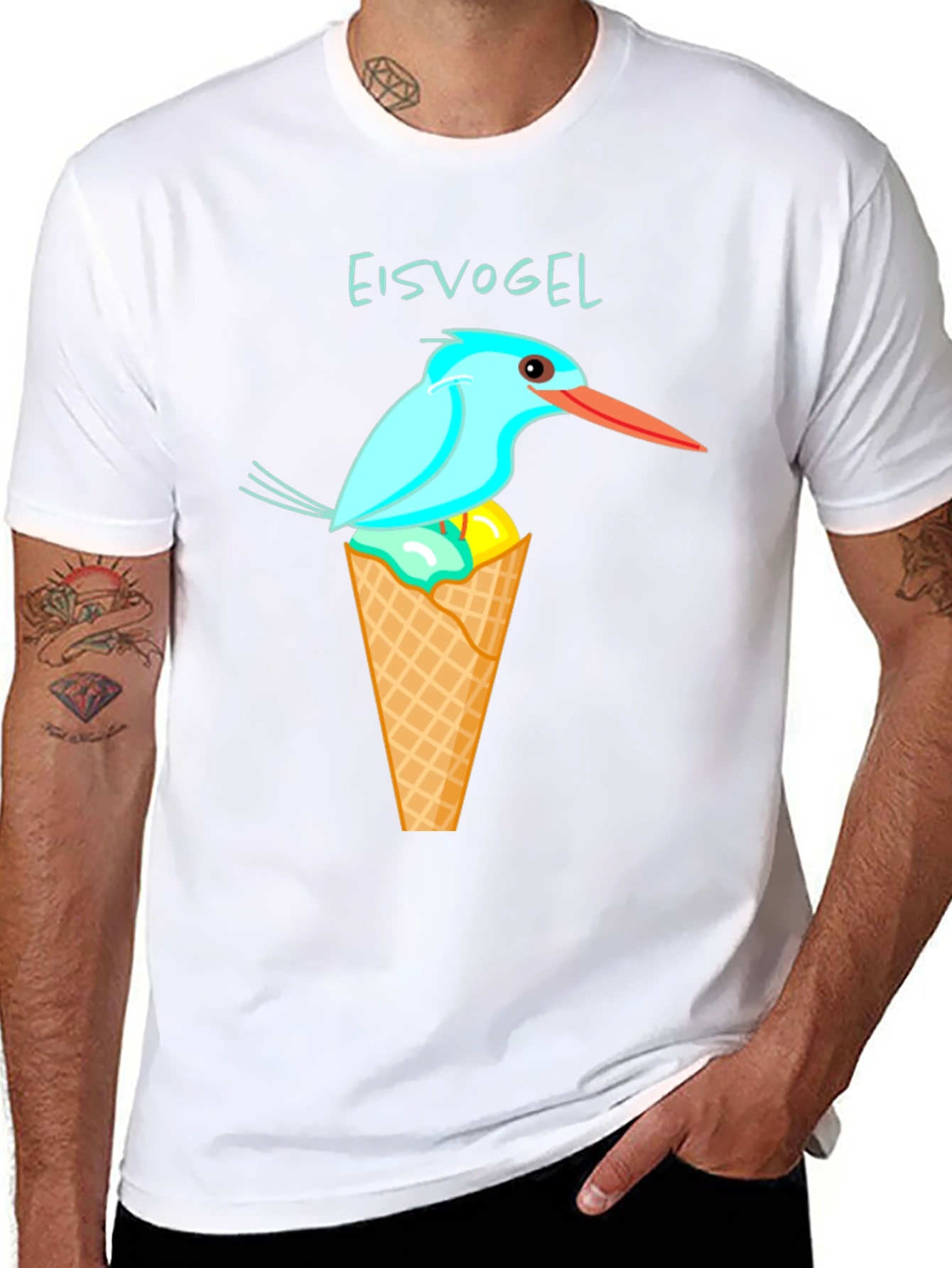 Kingfisher Bird Ice Cream Cone Graphic Tee