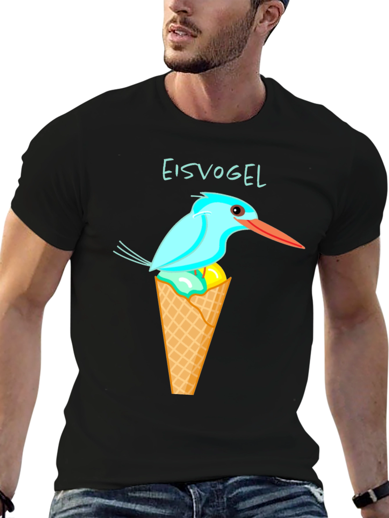 Kingfisher Bird Ice Cream Cone Graphic Tee