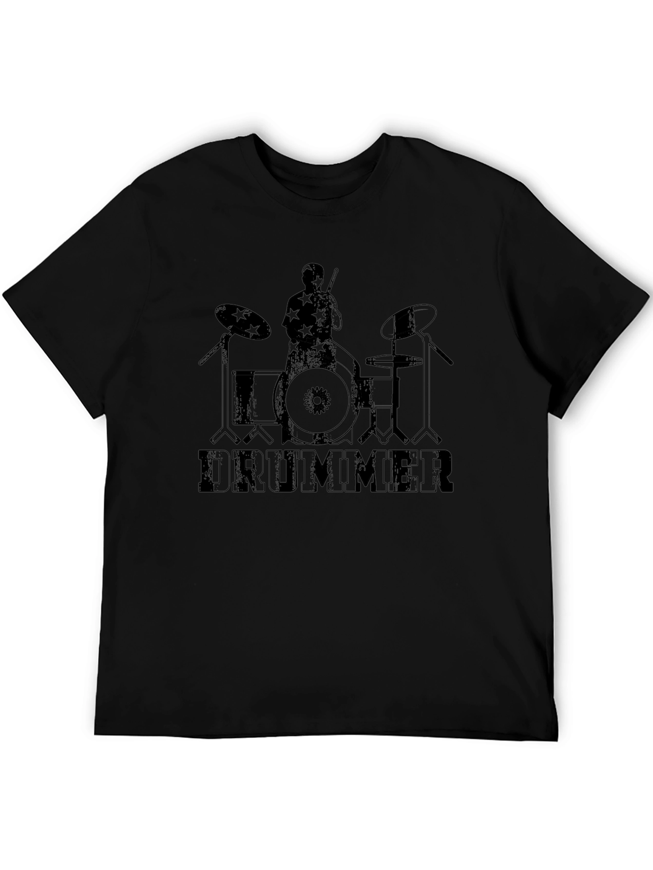 Drummer Graphic Print Black T-Shirt