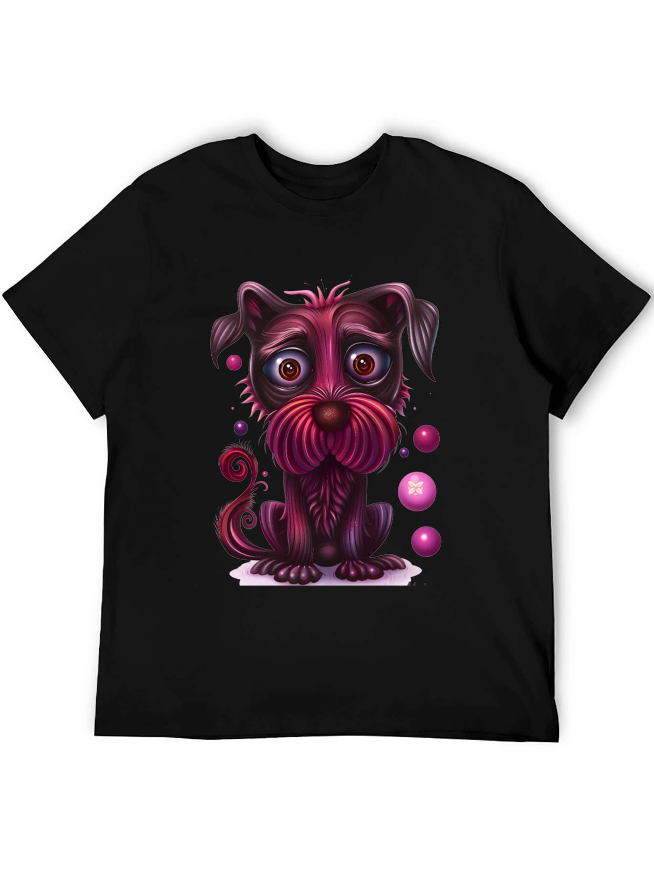 Whimsical Dog Graphic Tee - Black