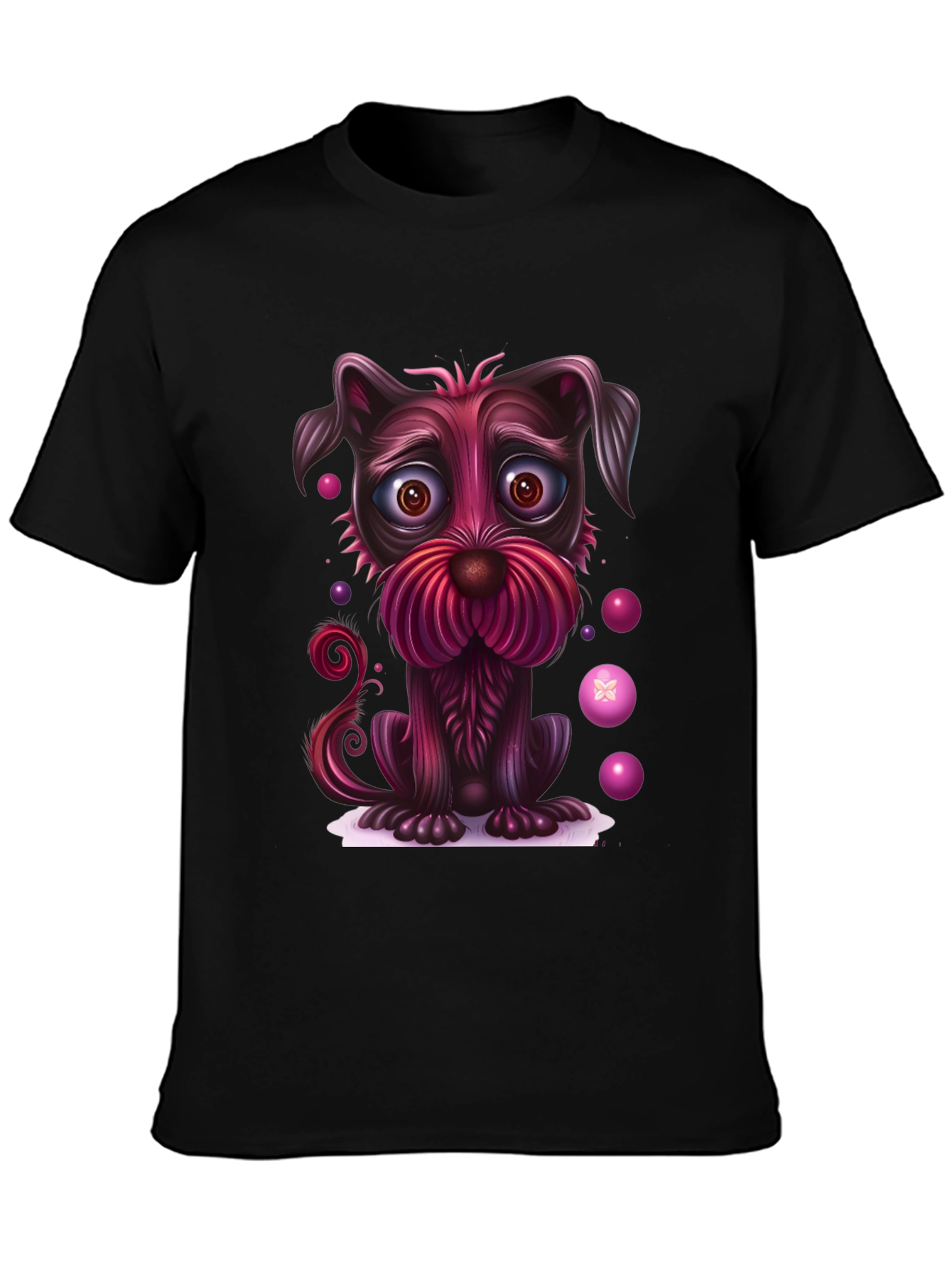 Whimsical Dog Graphic Tee - Black