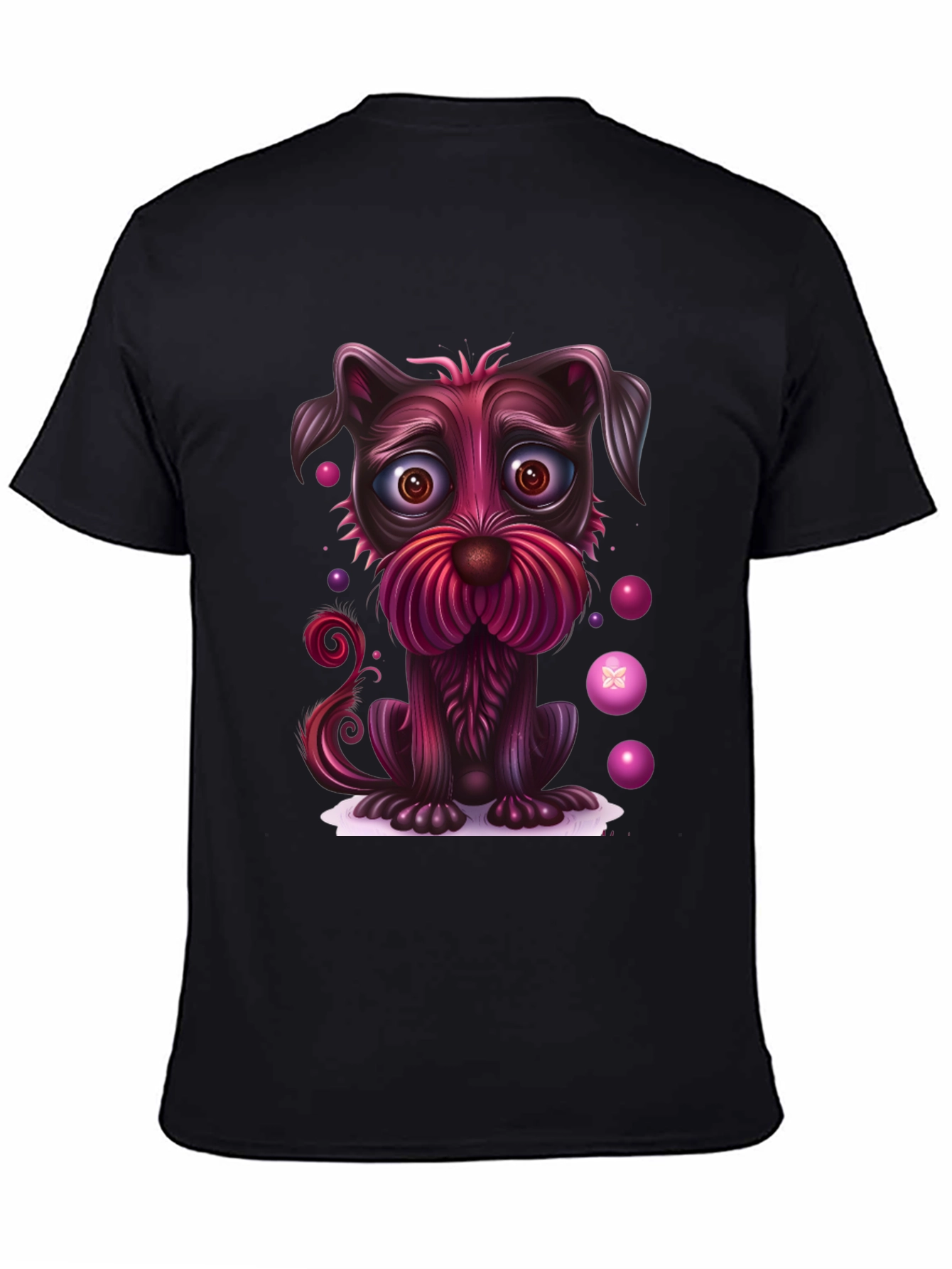 Whimsical Dog Graphic Tee - Black