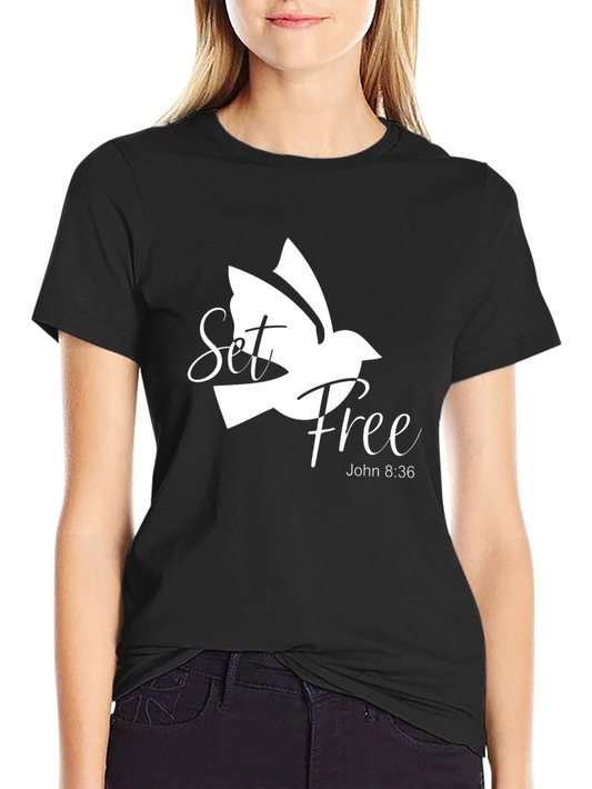 Set Free Dove Graphic Black T-Shirt