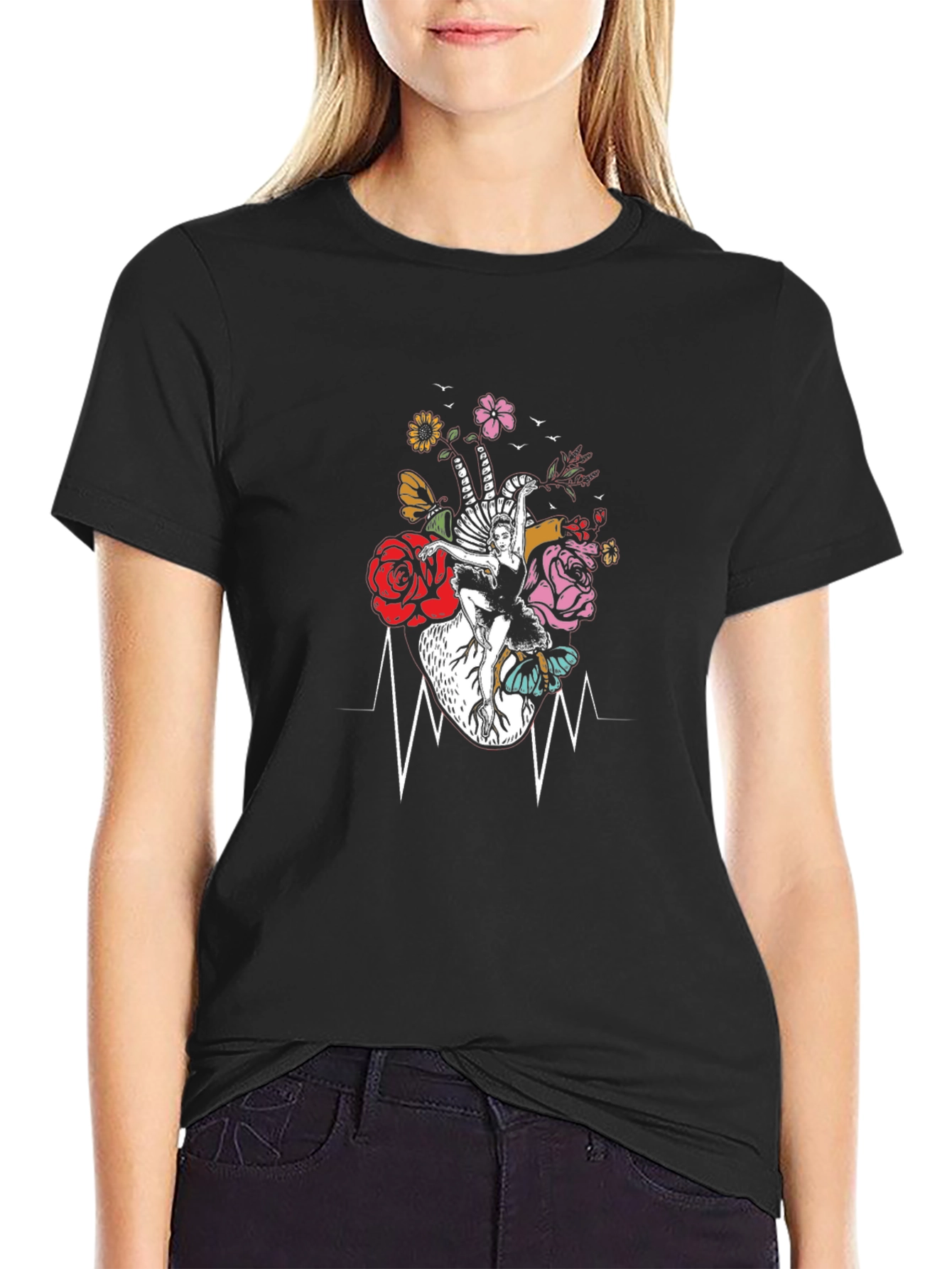 Floral Heartbeat Dancer Graphic Tee