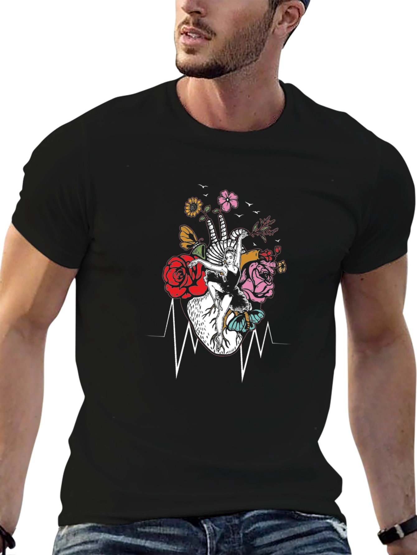 Floral Heartbeat Dancer Graphic Tee
