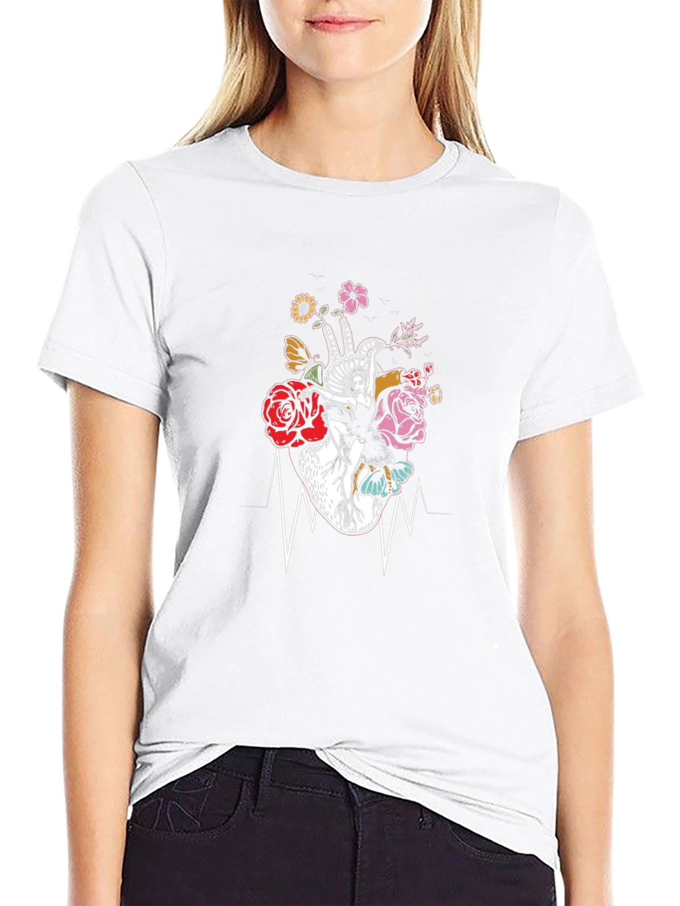 Floral Heartbeat Dancer Graphic Tee