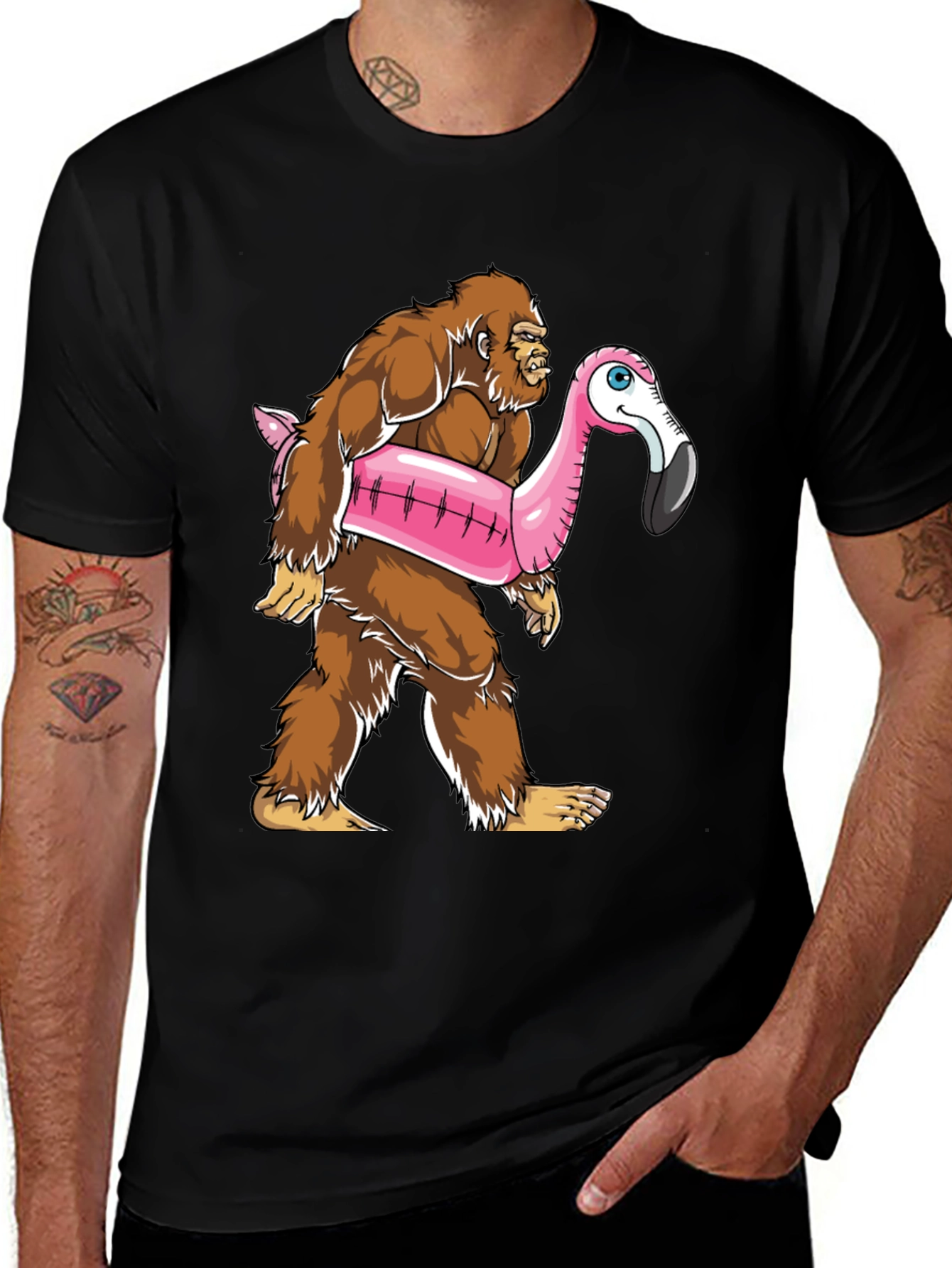 Bigfoot Flamingo Float T-Shirt