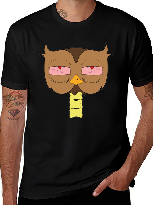 Stoned Owl Graphic T-Shirt - Casual Black Tee