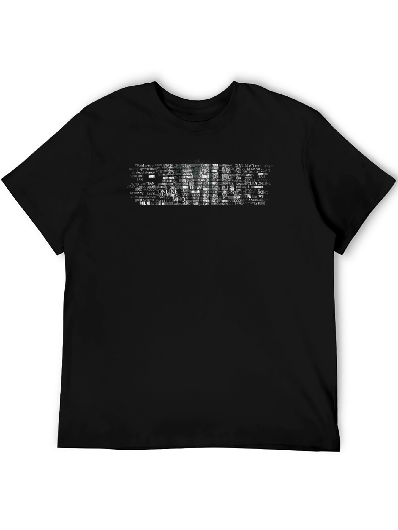 Gaming Word Art T-Shirt - Black Crew Neck