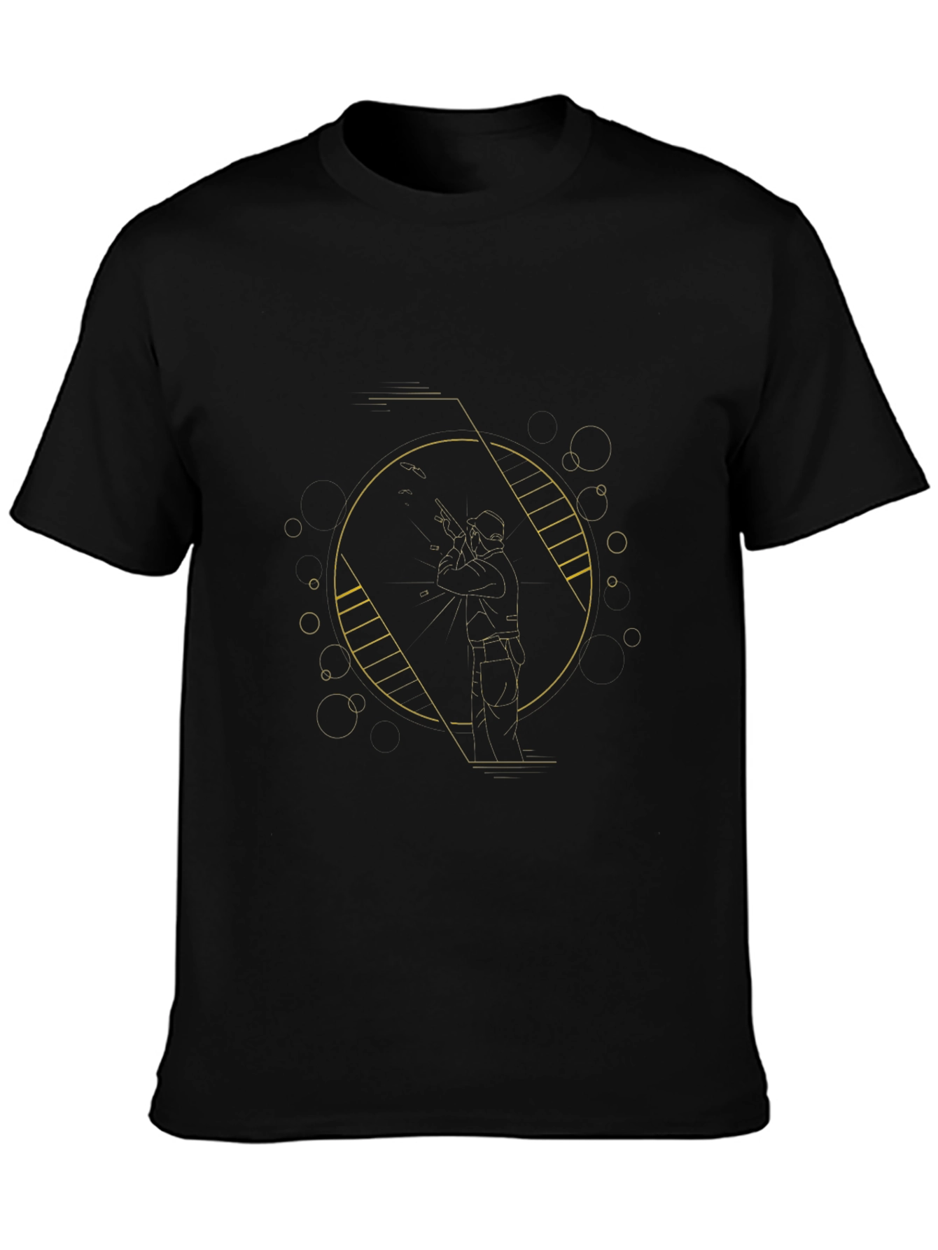 Geometric Shooter Graphic Tee - Modern Black T-Shirt