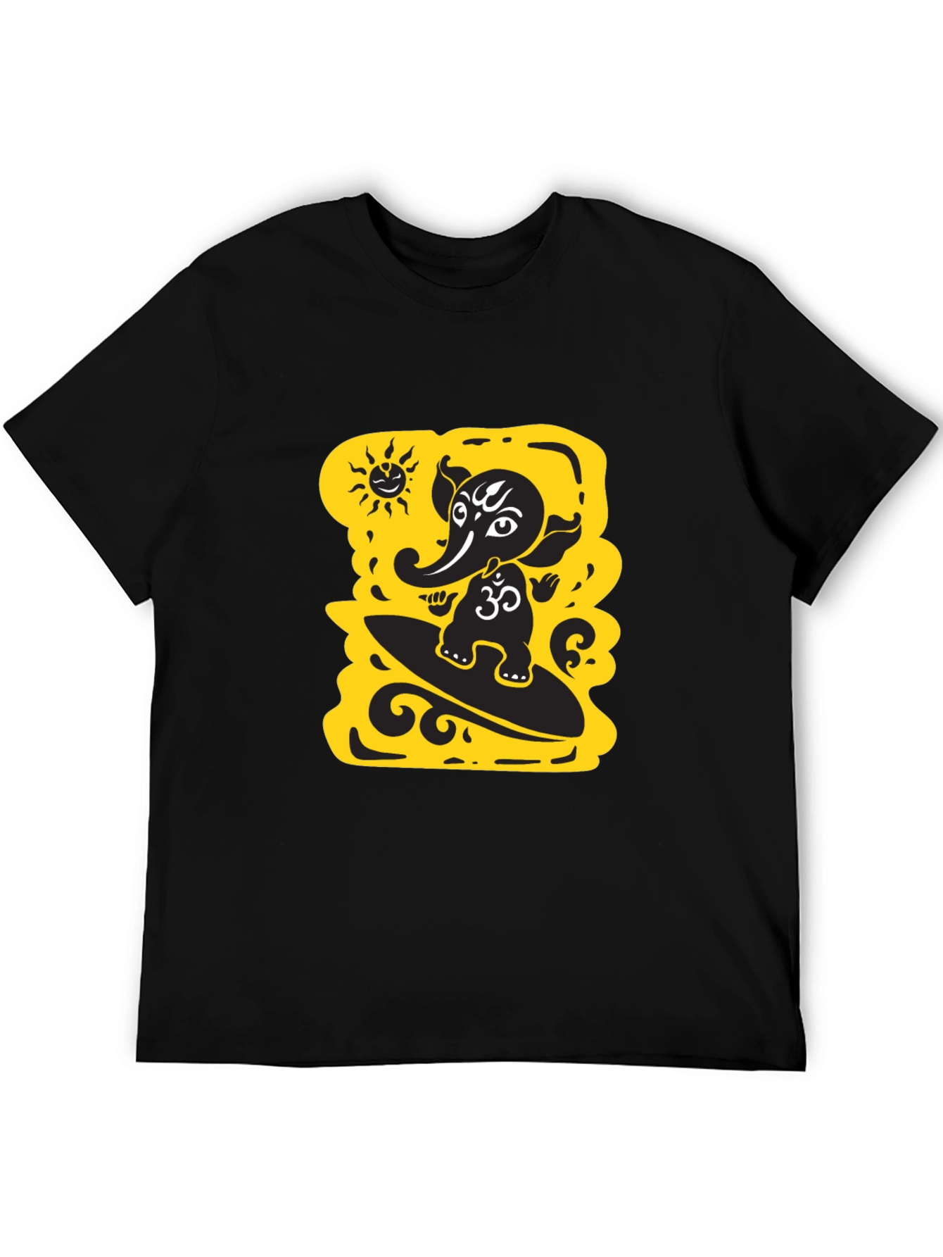 Surfing Ganesha Black T-Shirt