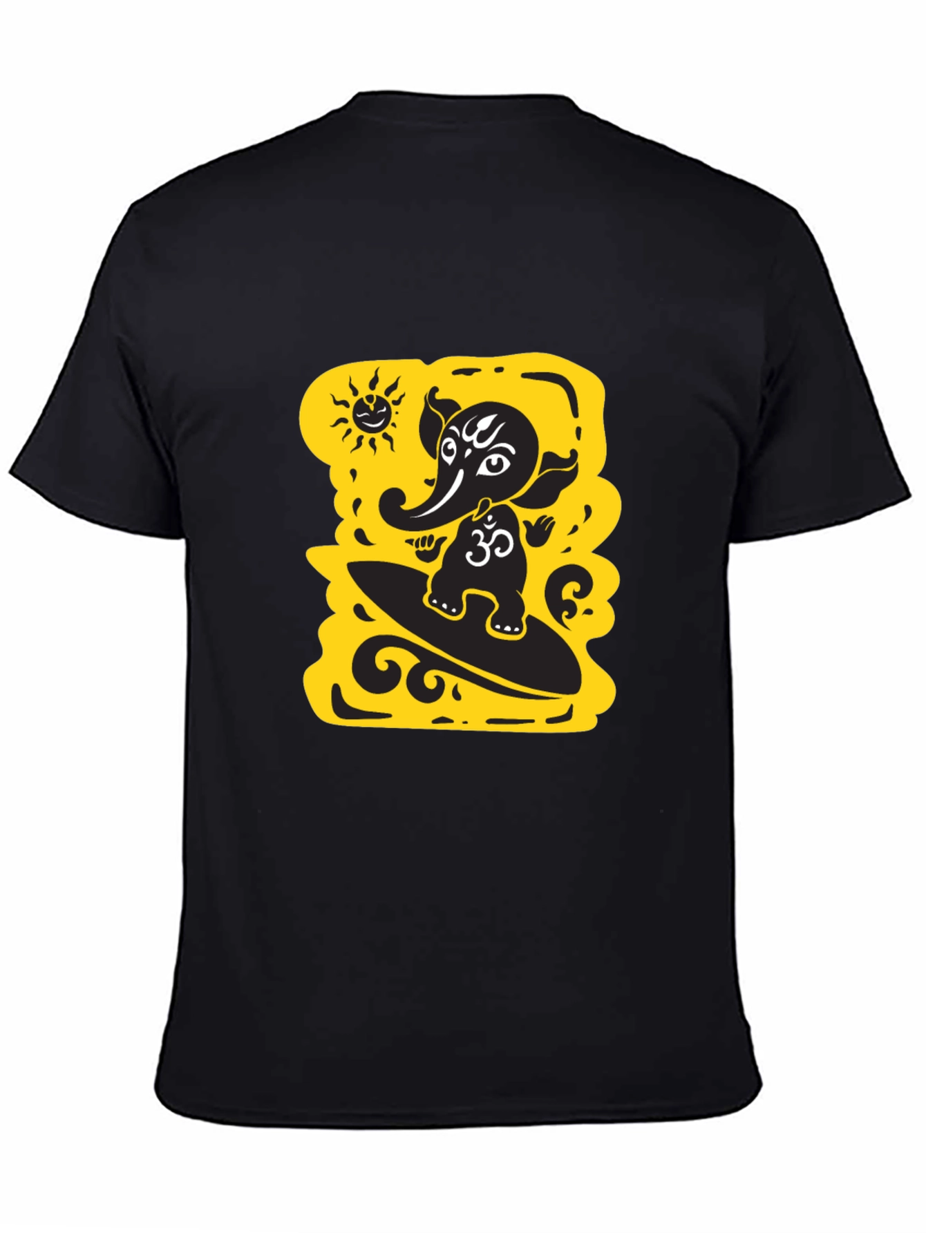 Surfing Ganesha Black T-Shirt