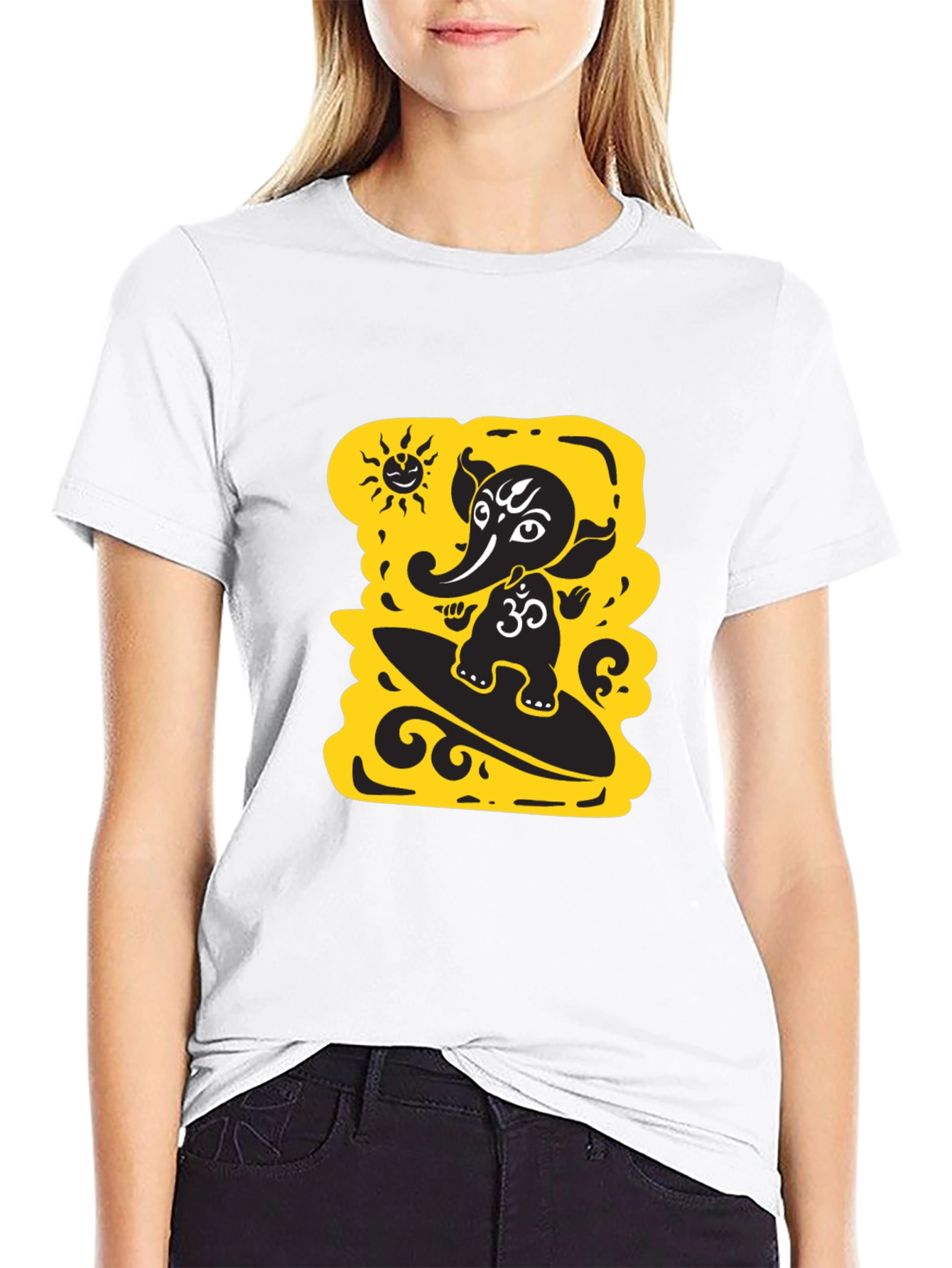 Surfing Ganesha Black T-Shirt