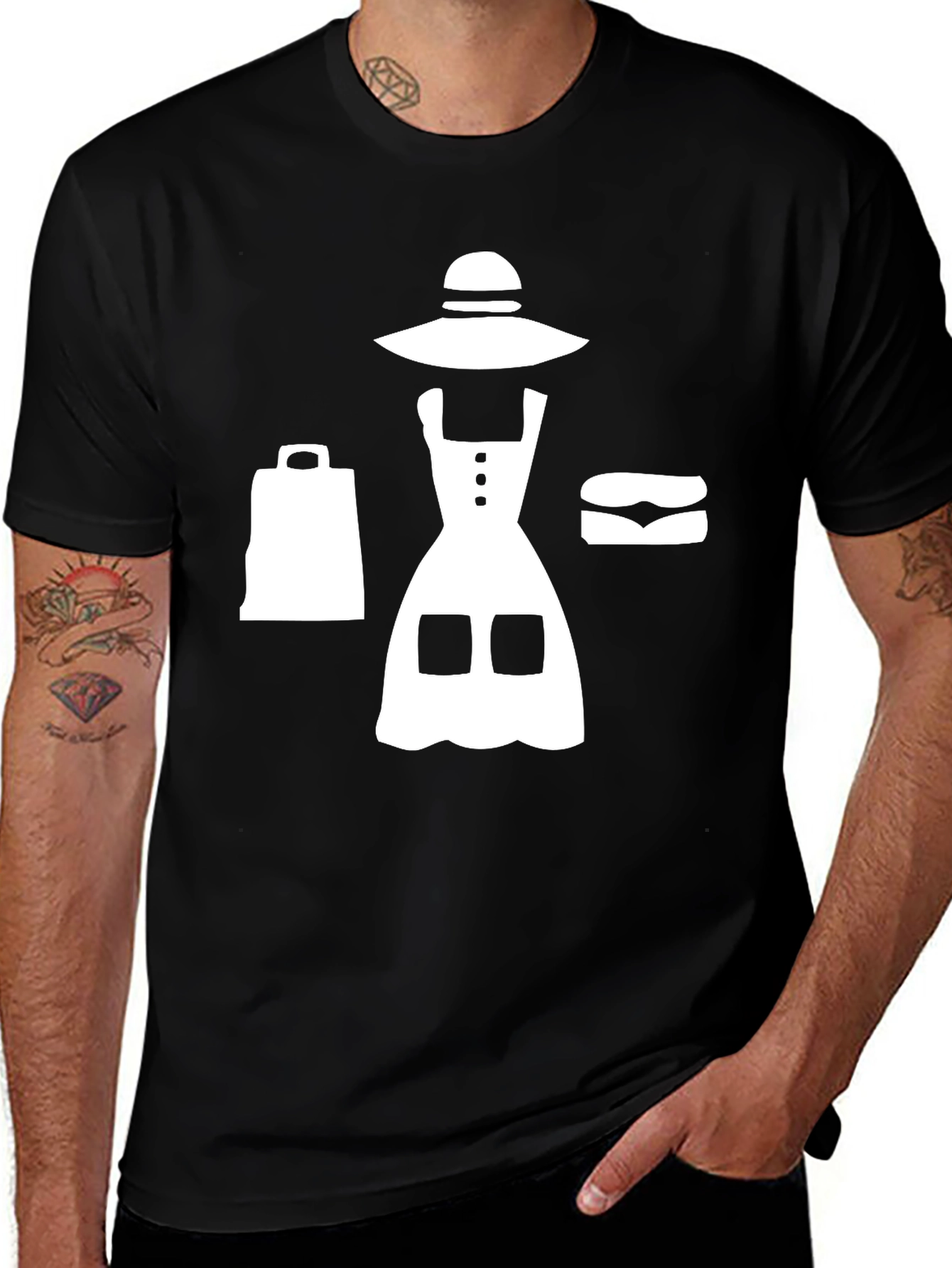 Trendy Black T-Shirt with Shopping Graphic