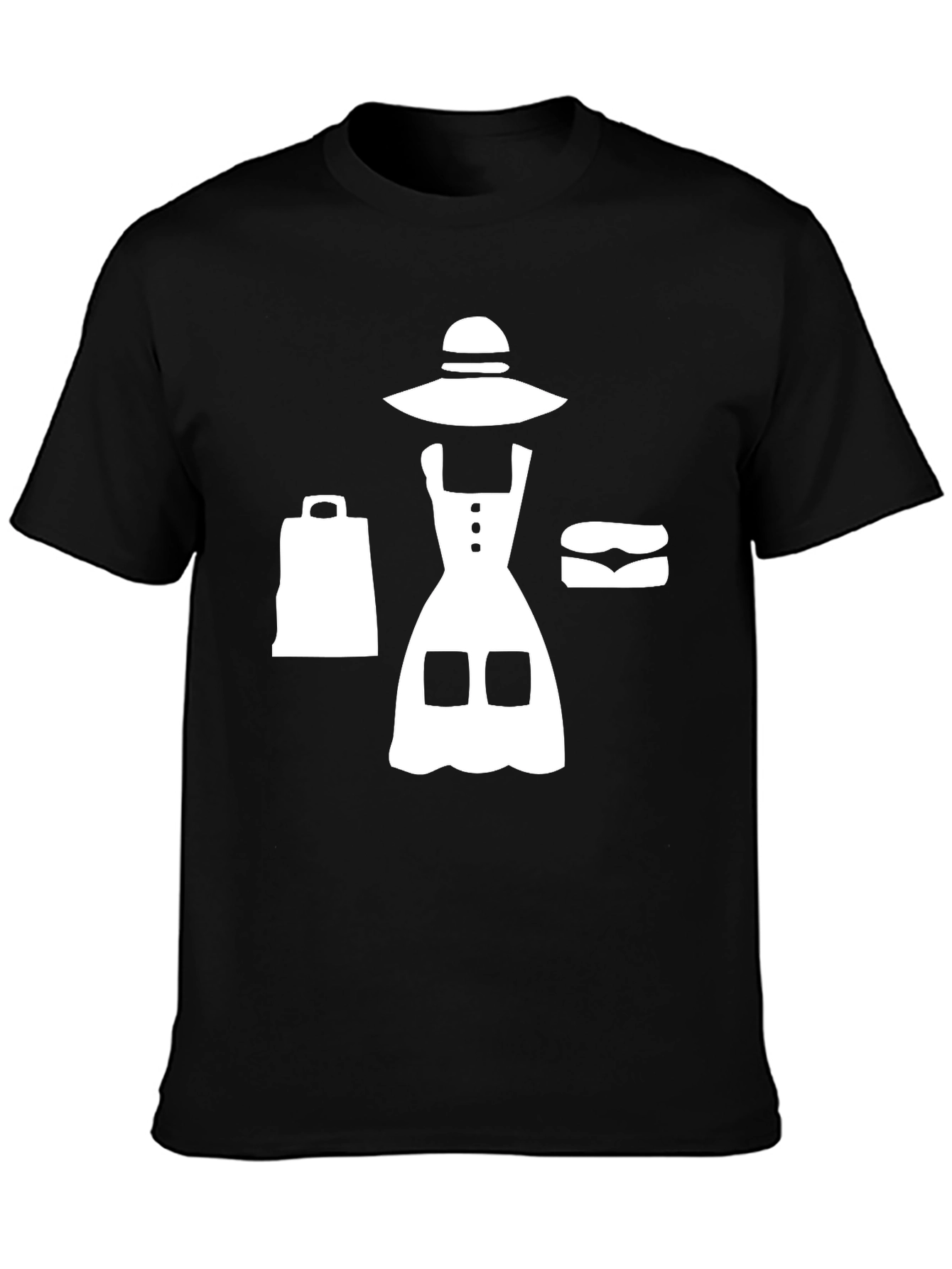 Trendy Black T-Shirt with Shopping Graphic