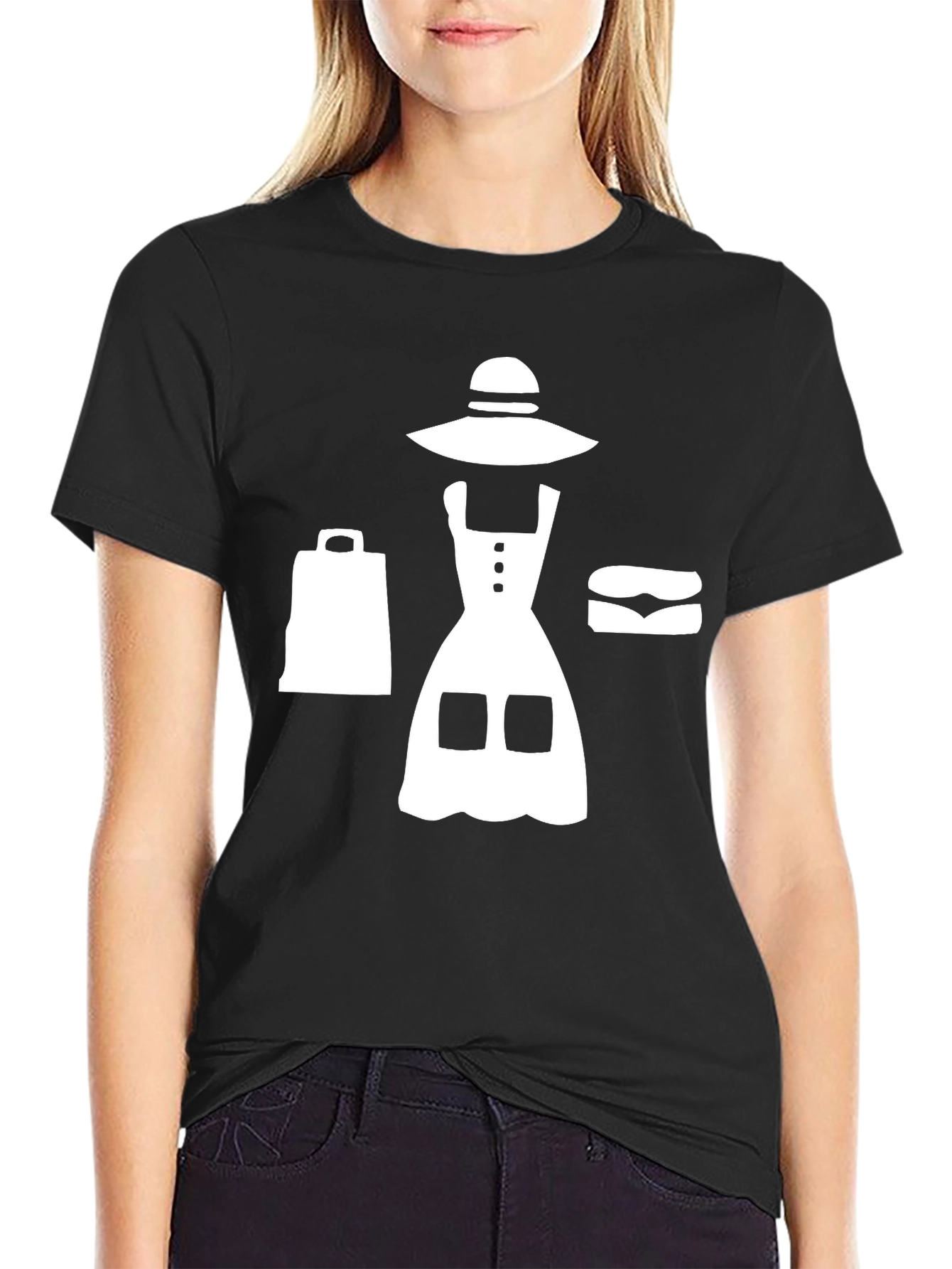 Trendy Black T-Shirt with Shopping Graphic