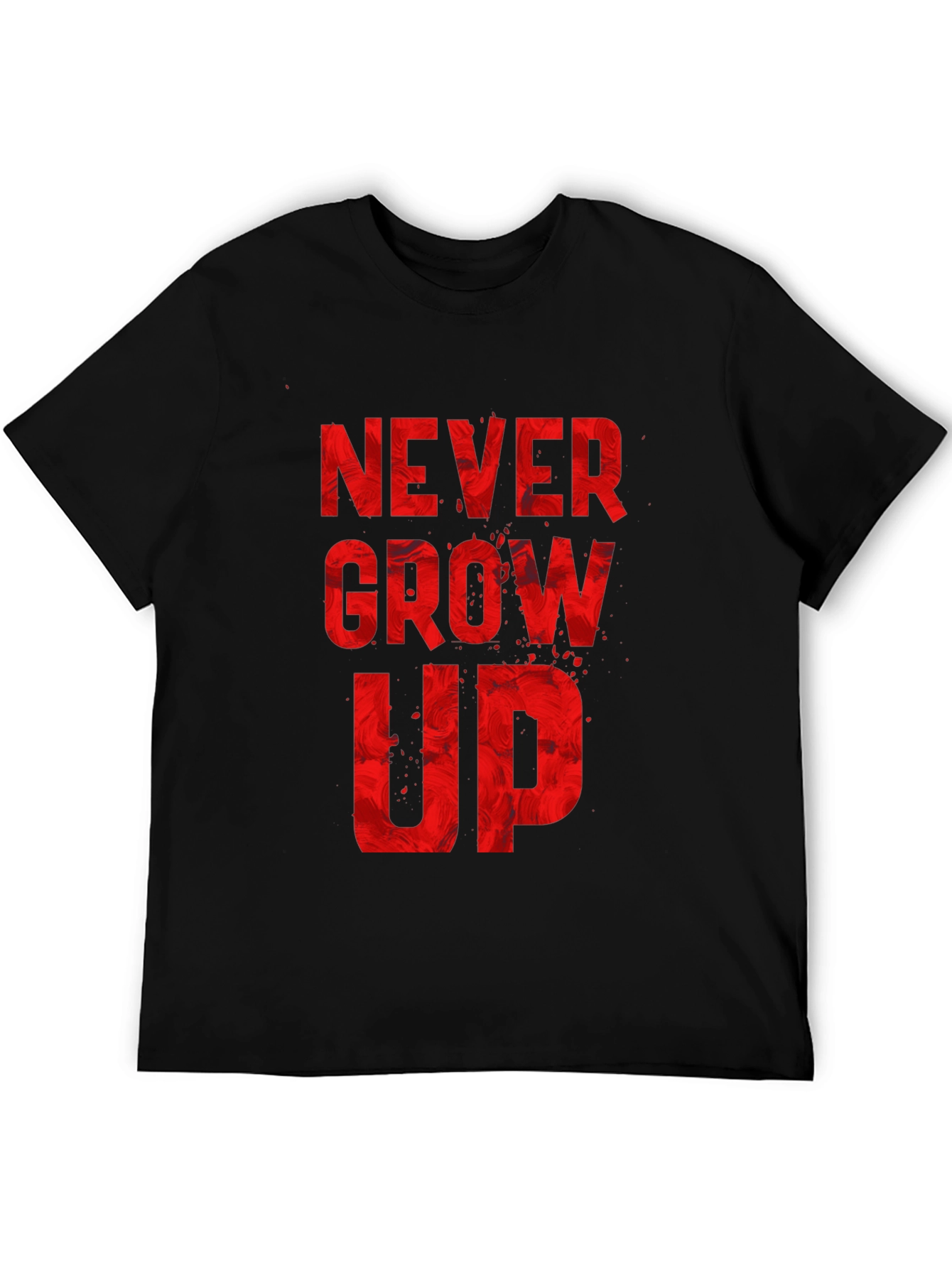 Never Grow Up Graphic Tee - Black Casual T-Shirt
