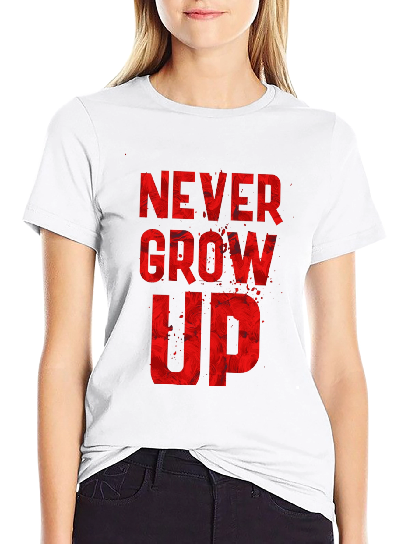 Never Grow Up Graphic Tee - Black Casual T-Shirt