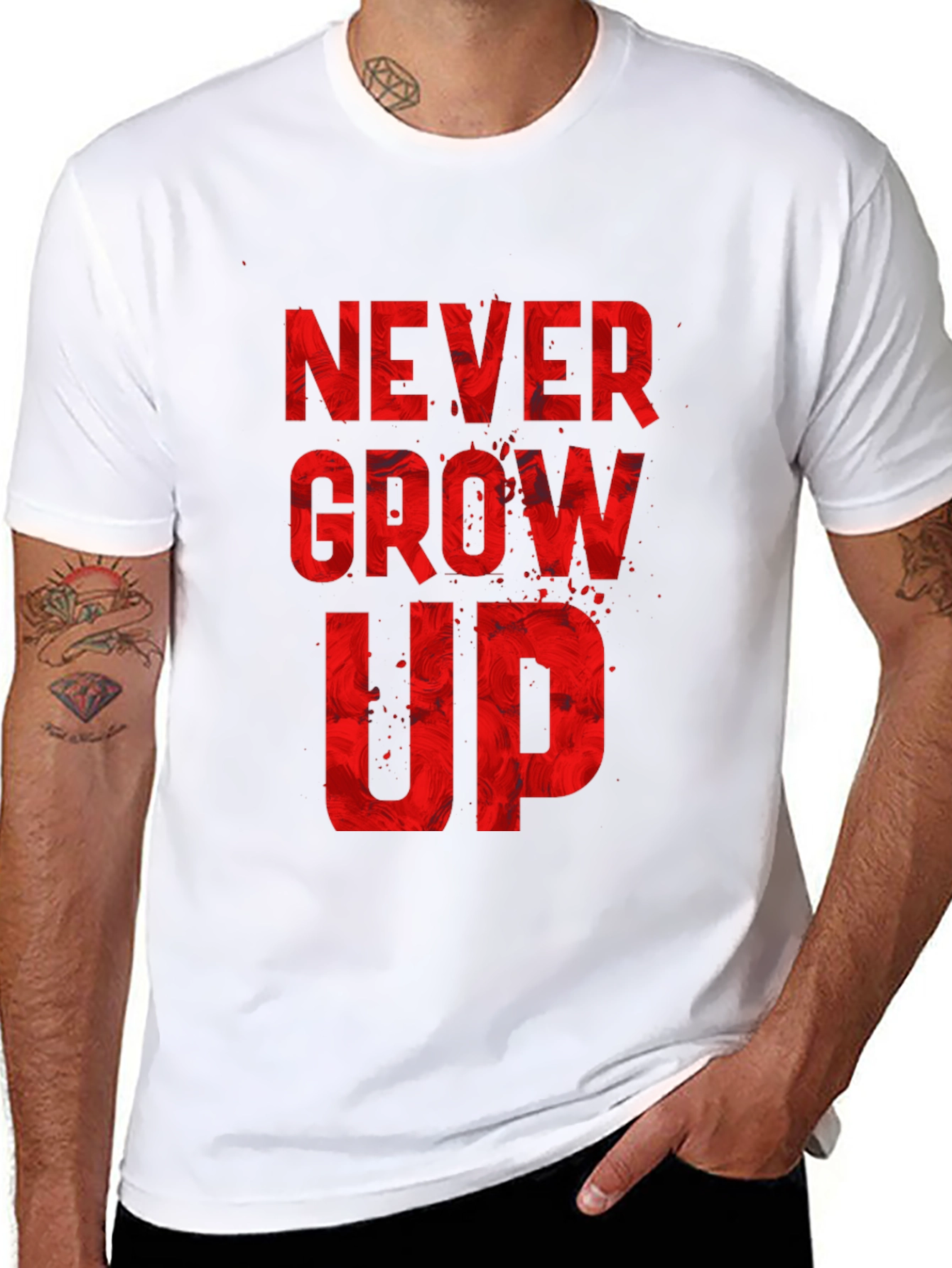Never Grow Up Graphic Tee - Black Casual T-Shirt