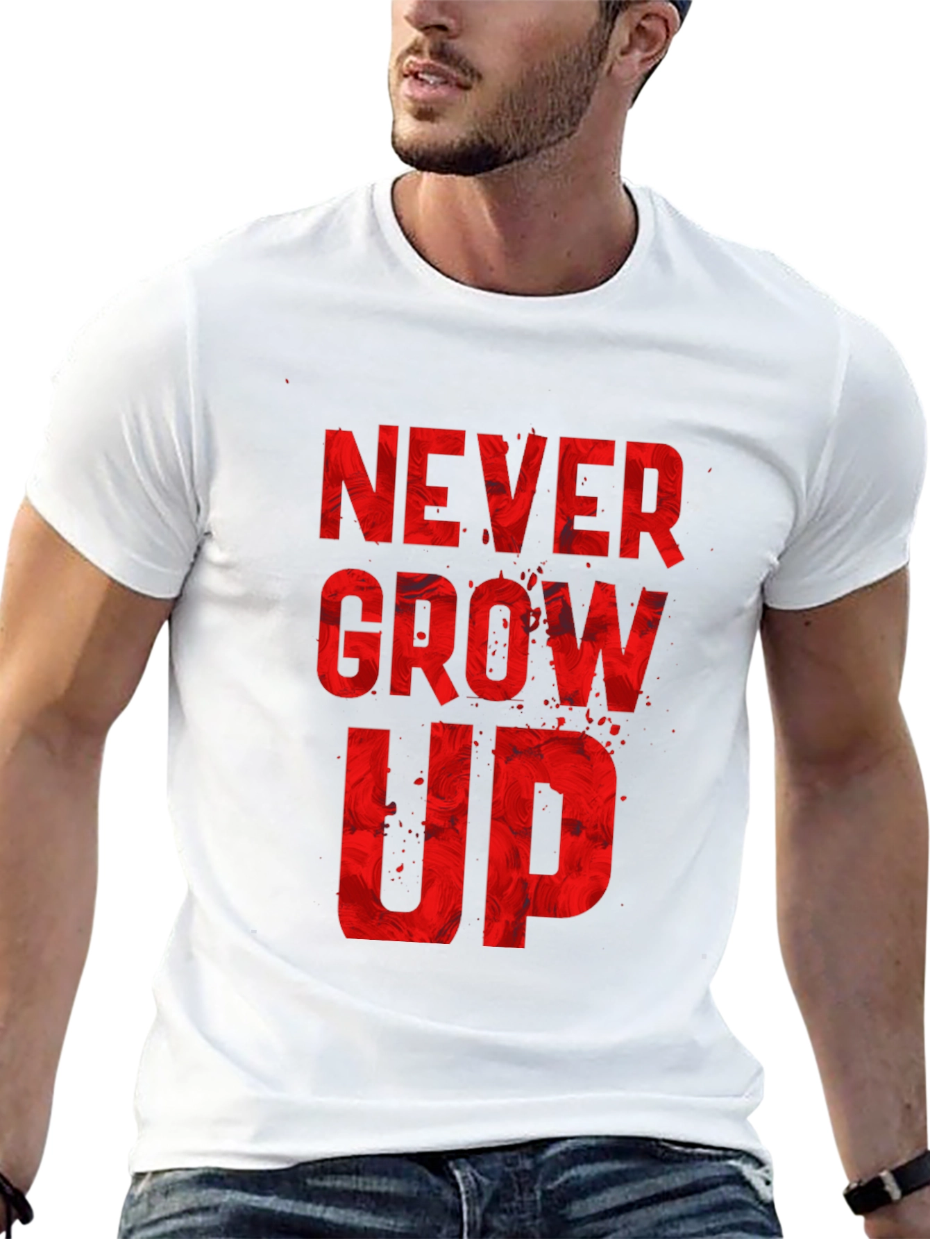 Never Grow Up Graphic Tee - Black Casual T-Shirt