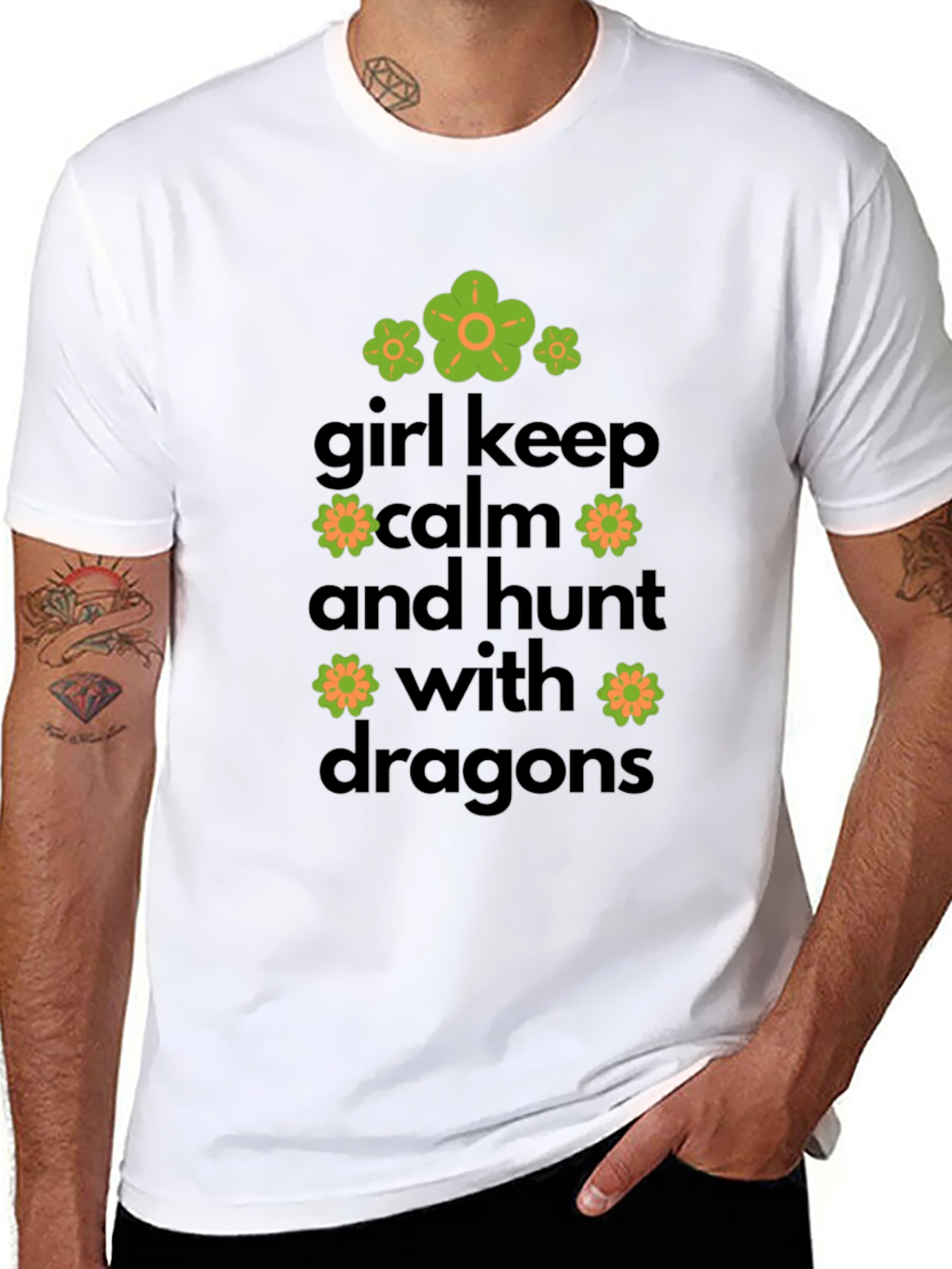 Girl Keep Calm & Hunt Dragons Graphic Tee