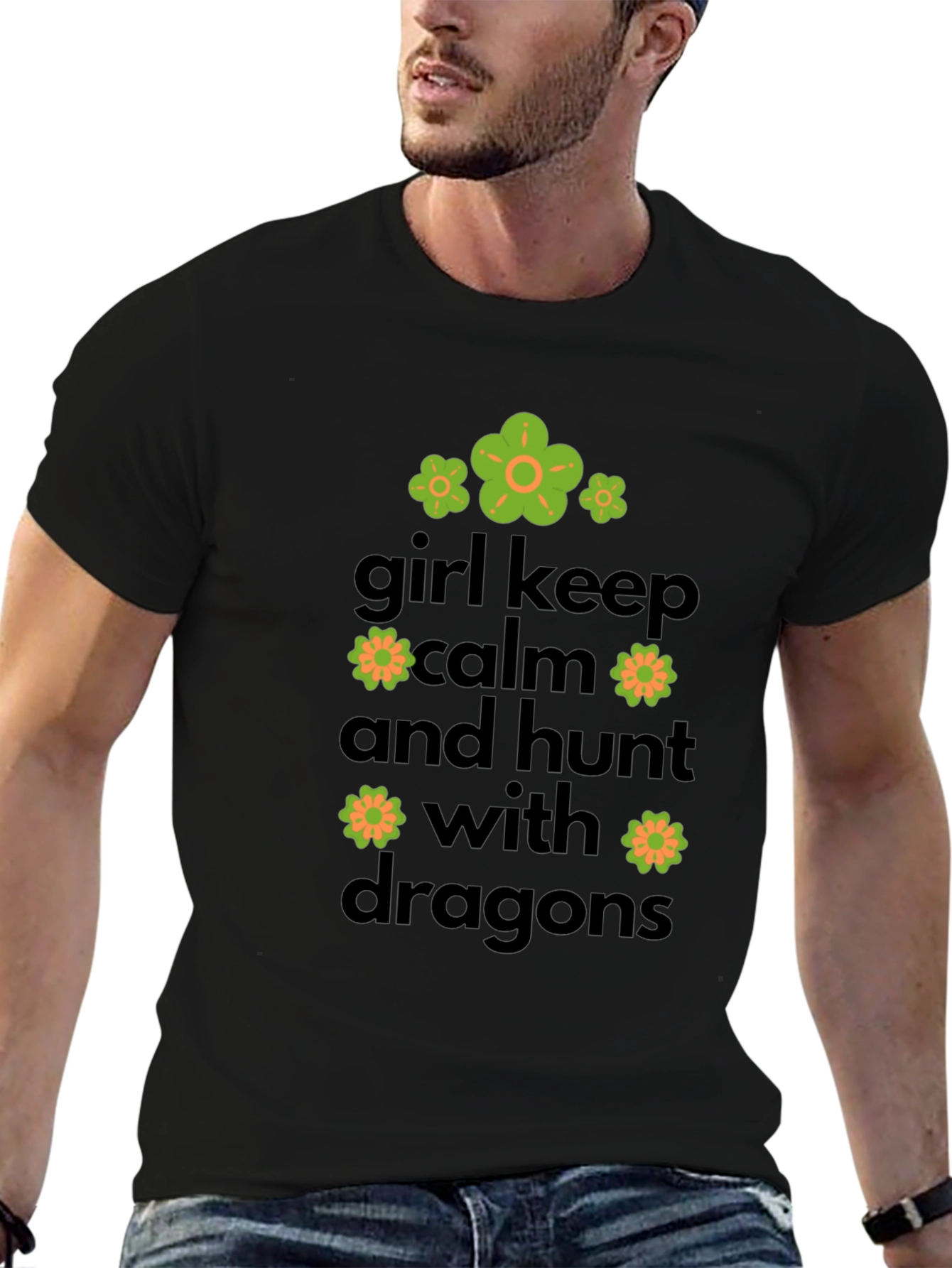 Girl Keep Calm & Hunt Dragons Graphic Tee