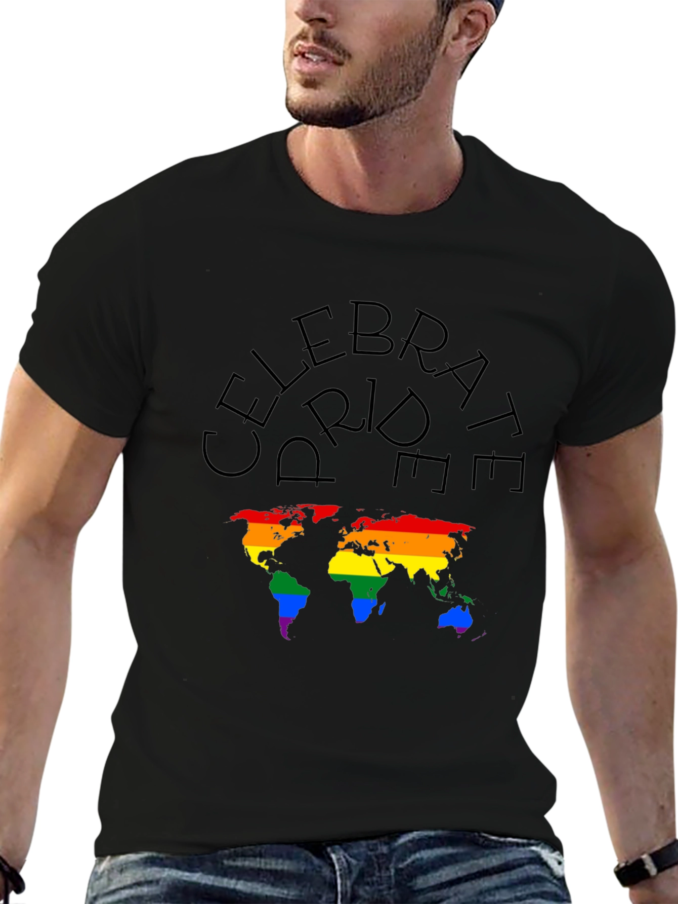 Celebrate Pride World Map Tee - Black