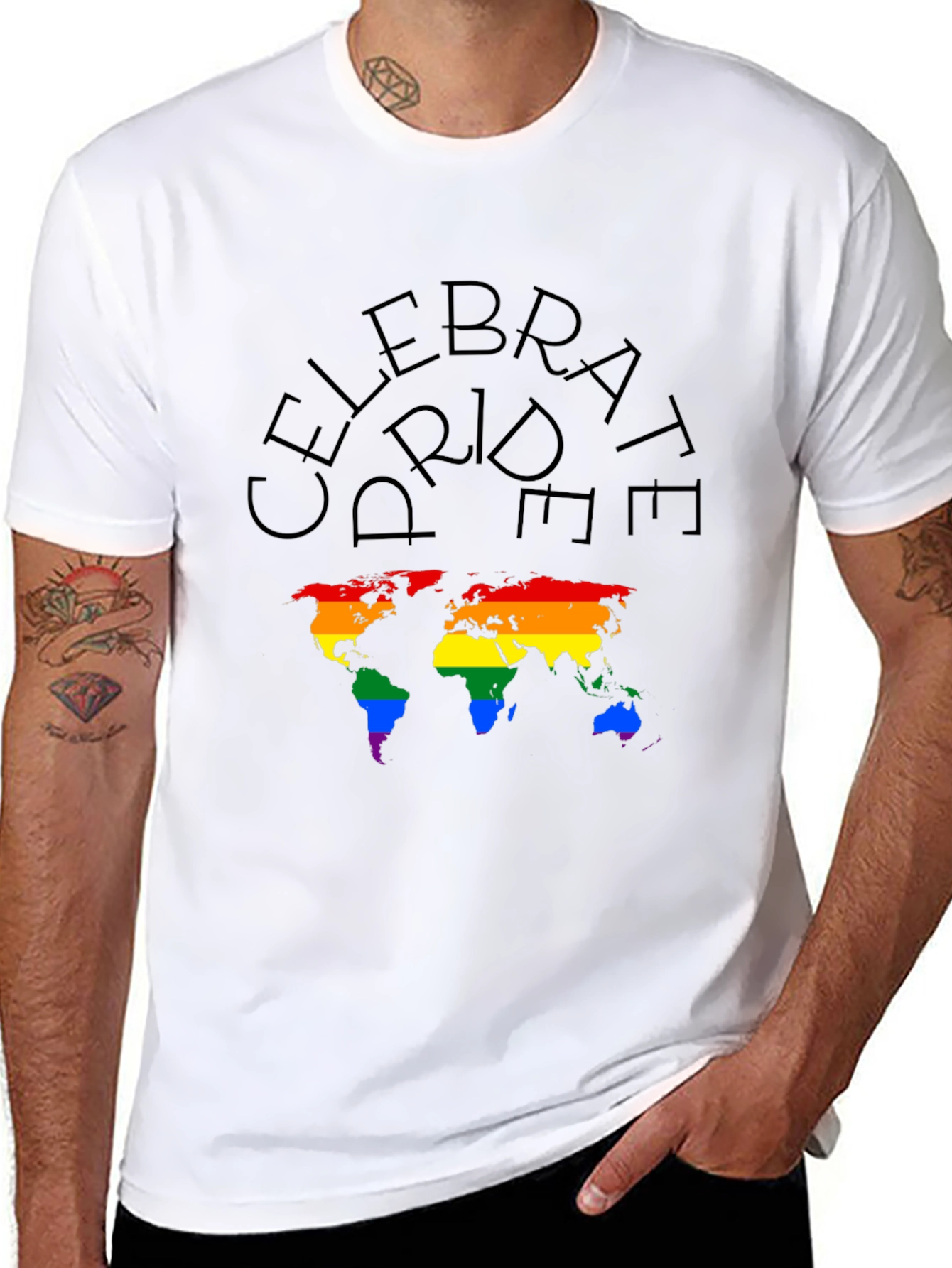 Celebrate Pride World Map Tee - Black