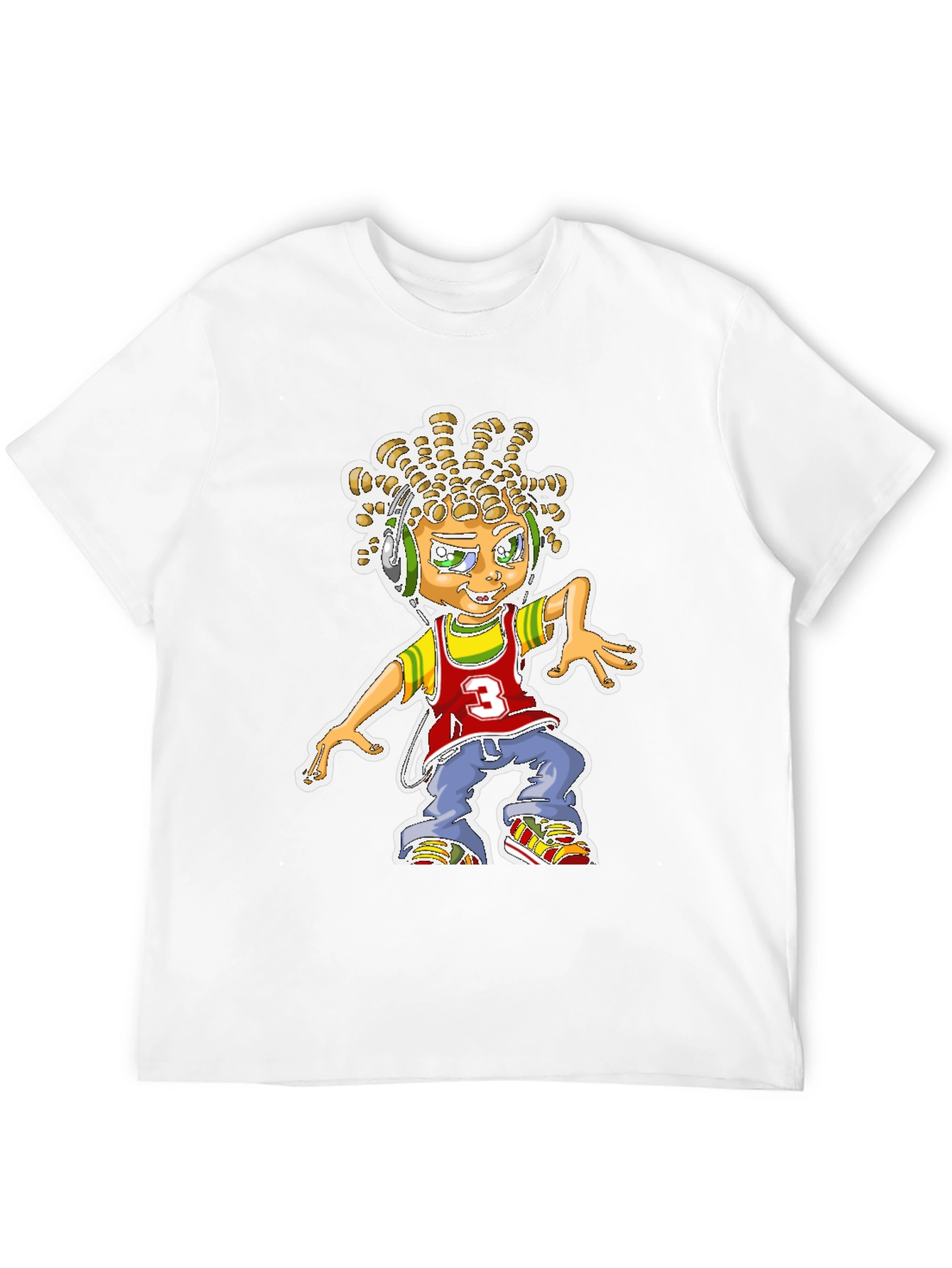 Cartoon Graphic Print T-Shirt - Black Cotton Blend