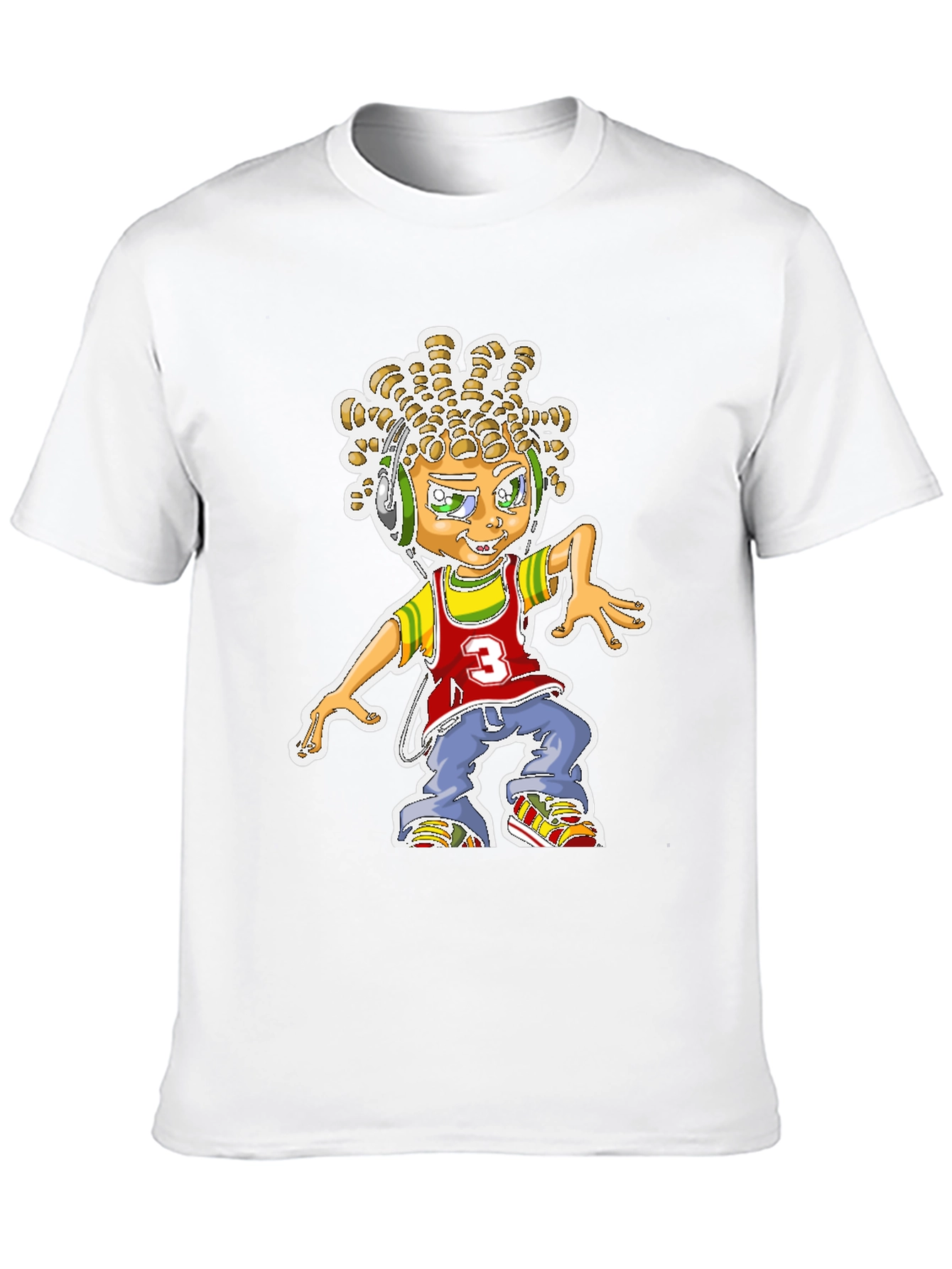 Cartoon Graphic Print T-Shirt - Black Cotton Blend