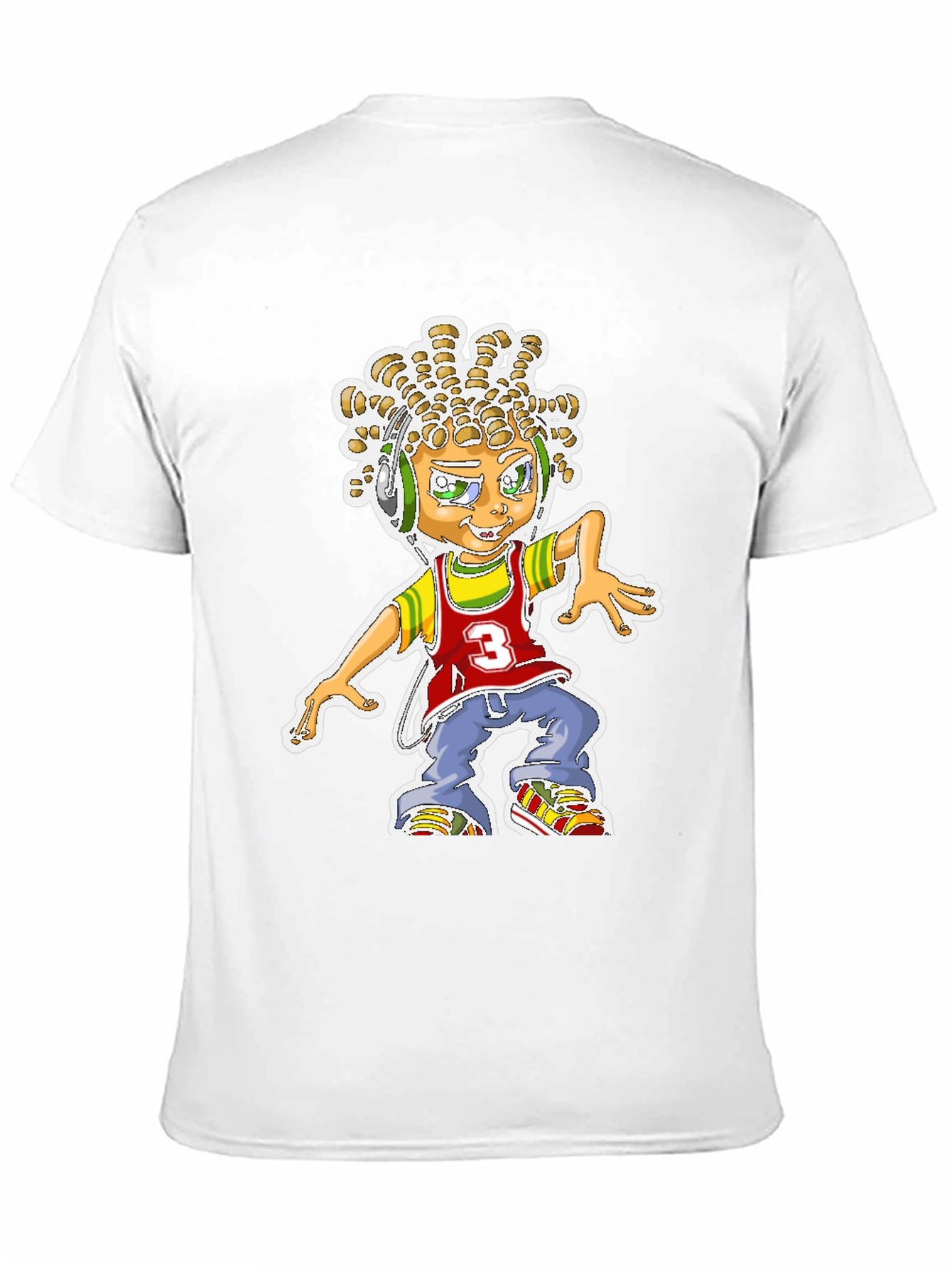 Cartoon Graphic Print T-Shirt - Black Cotton Blend