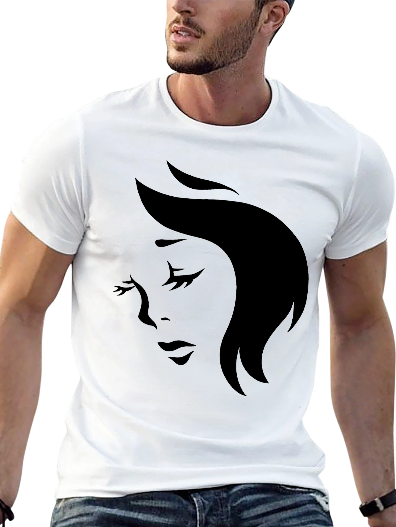 Elegant Woman Silhouette Black T-Shirt