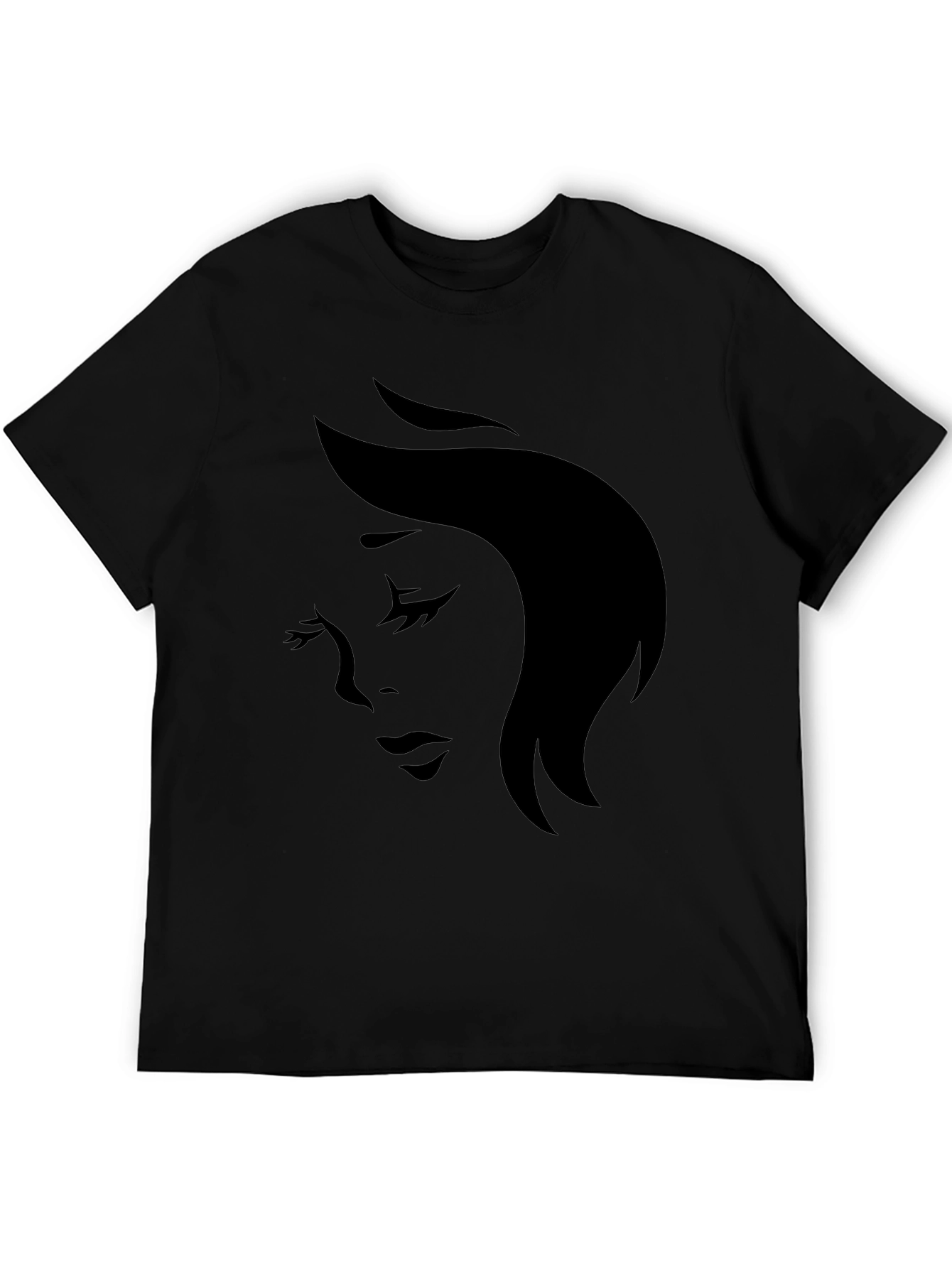 Elegant Woman Silhouette Black T-Shirt