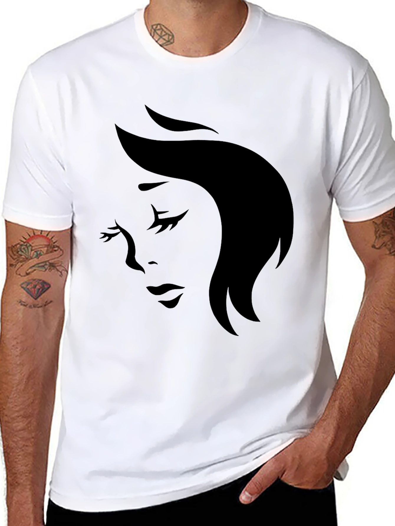Elegant Woman Silhouette Black T-Shirt
