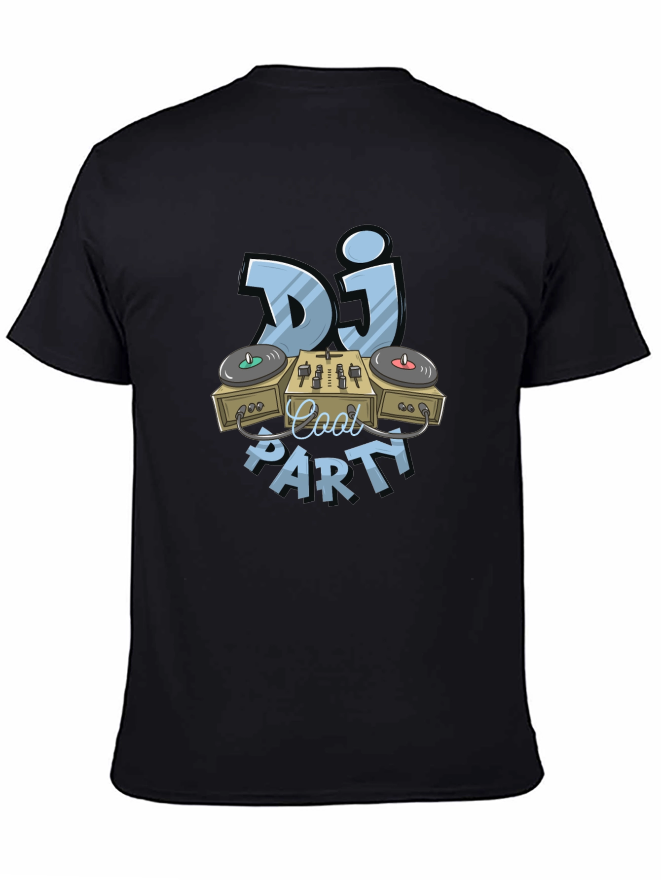 Cool DJ Party Graphic T-Shirt - Black