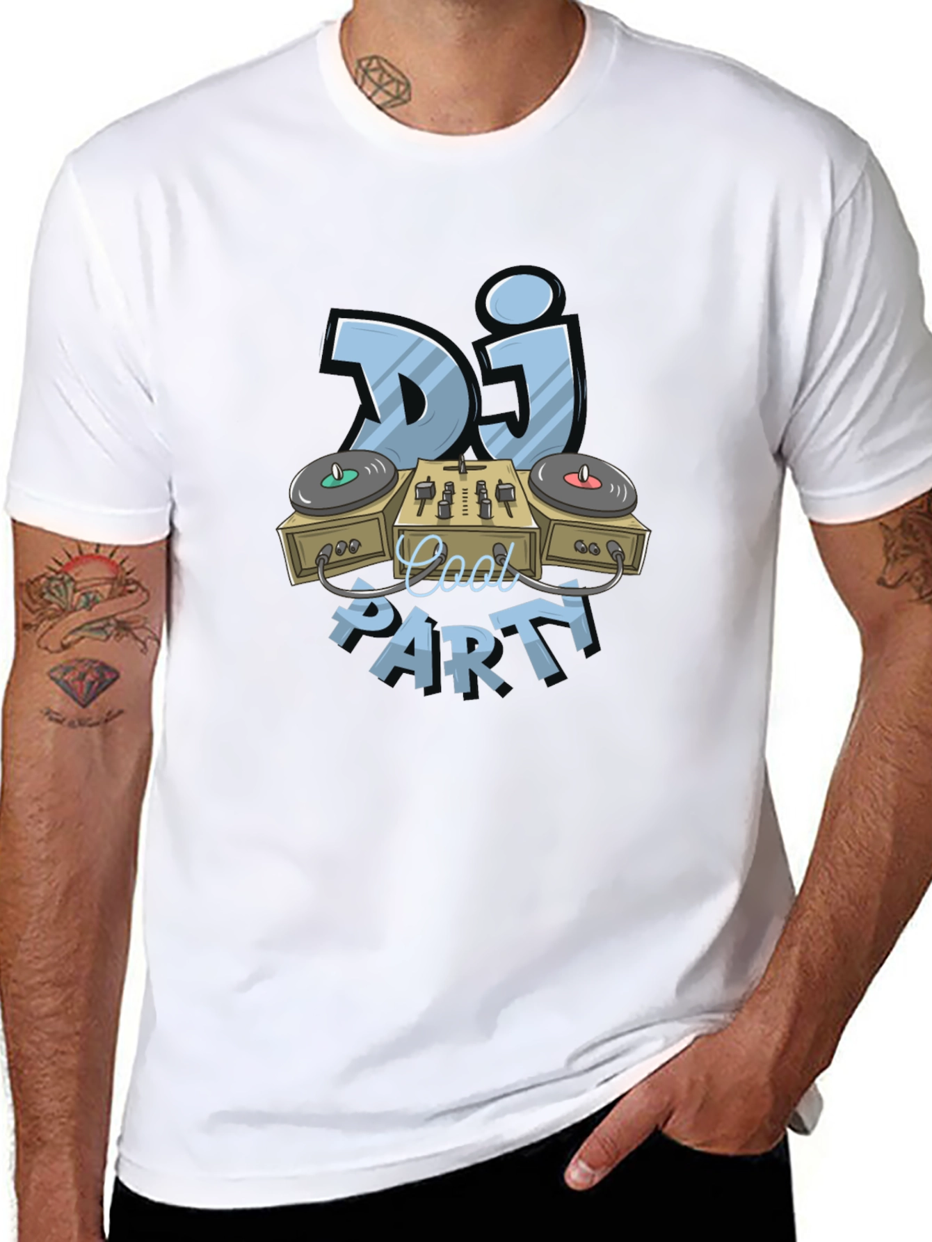 Cool DJ Party Graphic T-Shirt - Black