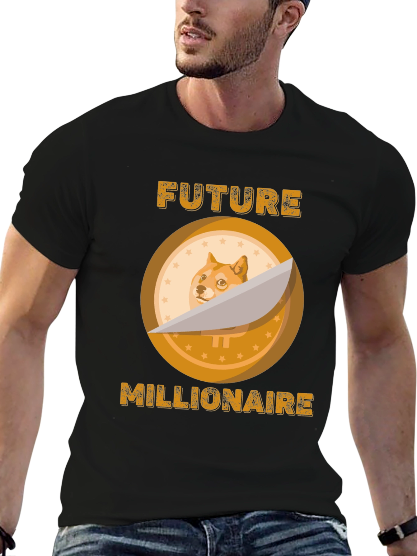 Doge Future Millionaire Graphic Tee - Black Cotton