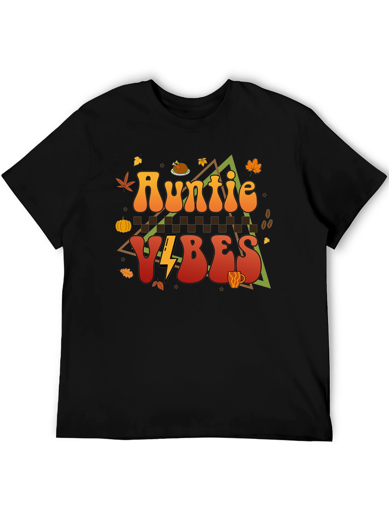 Auntie Vibes Thanksgiving T-Shirt Fall Themed