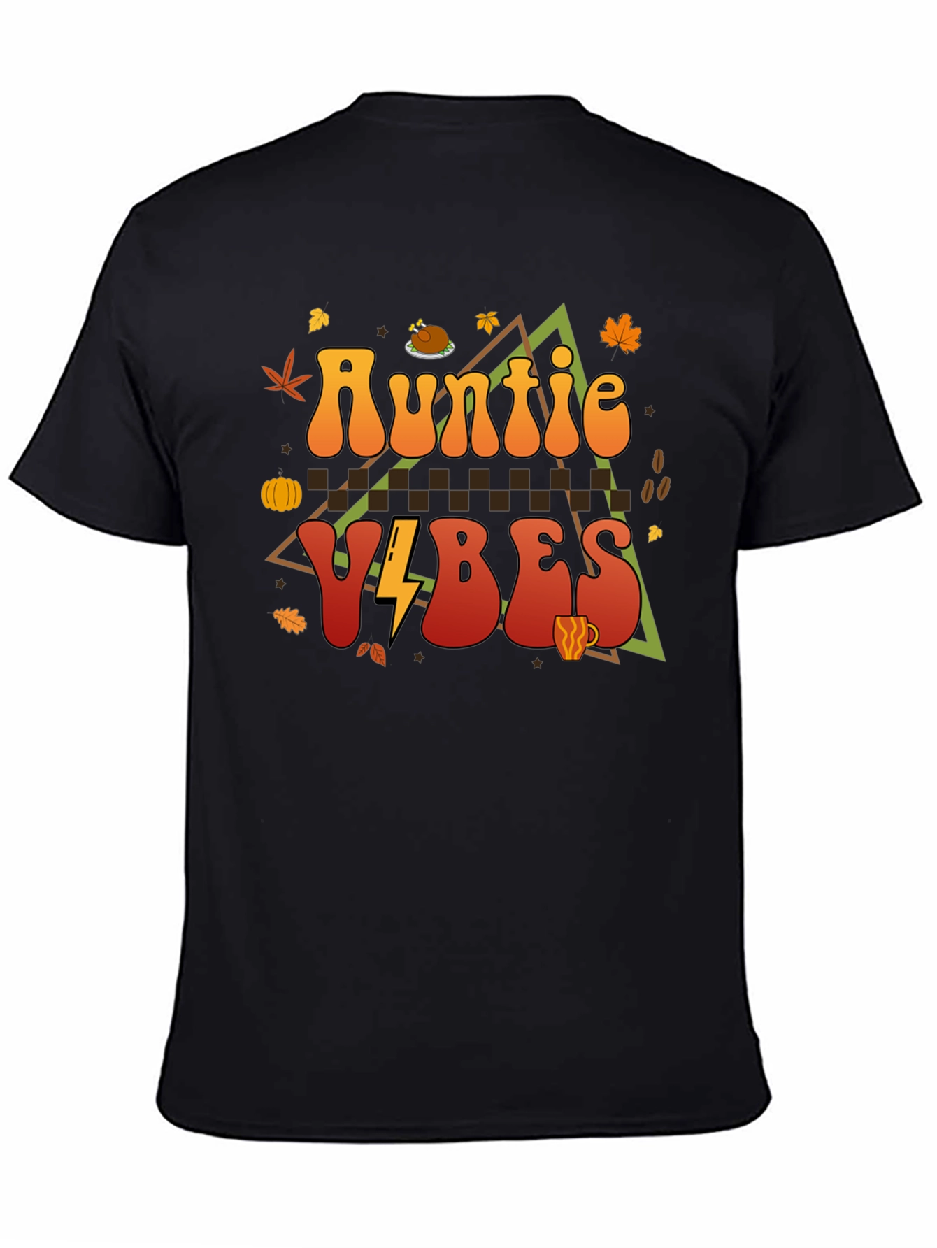 Auntie Vibes Thanksgiving T-Shirt Fall Themed
